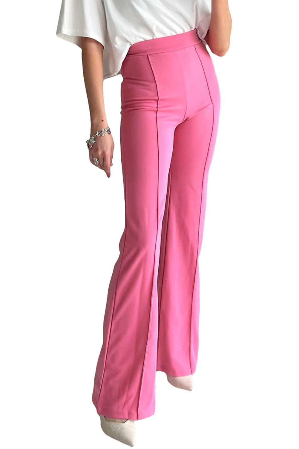 Sachet Pink High Waist Central Seam Flared Pants