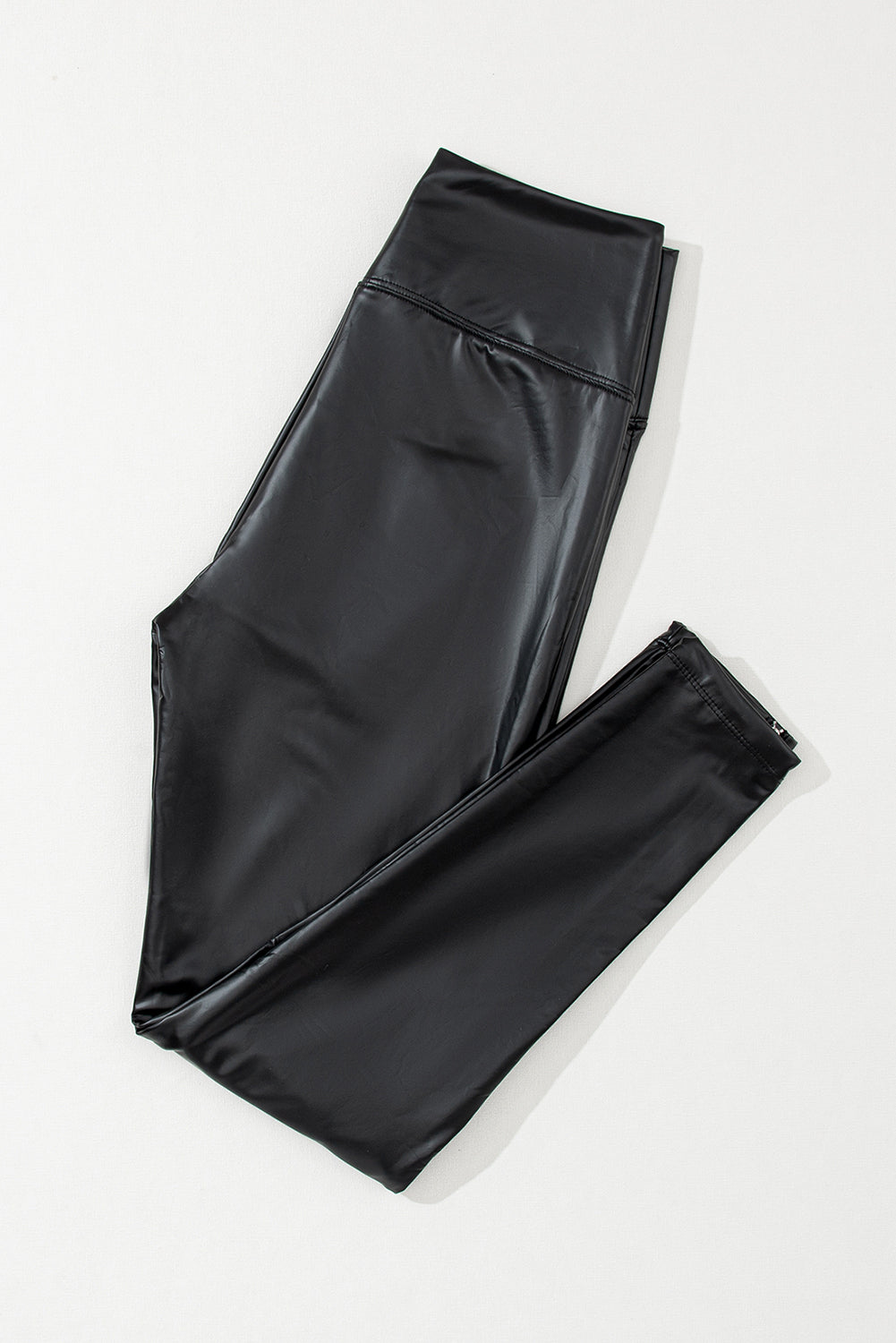 Leggings negros de piel sintética con detalle de cremallera | S - XL 