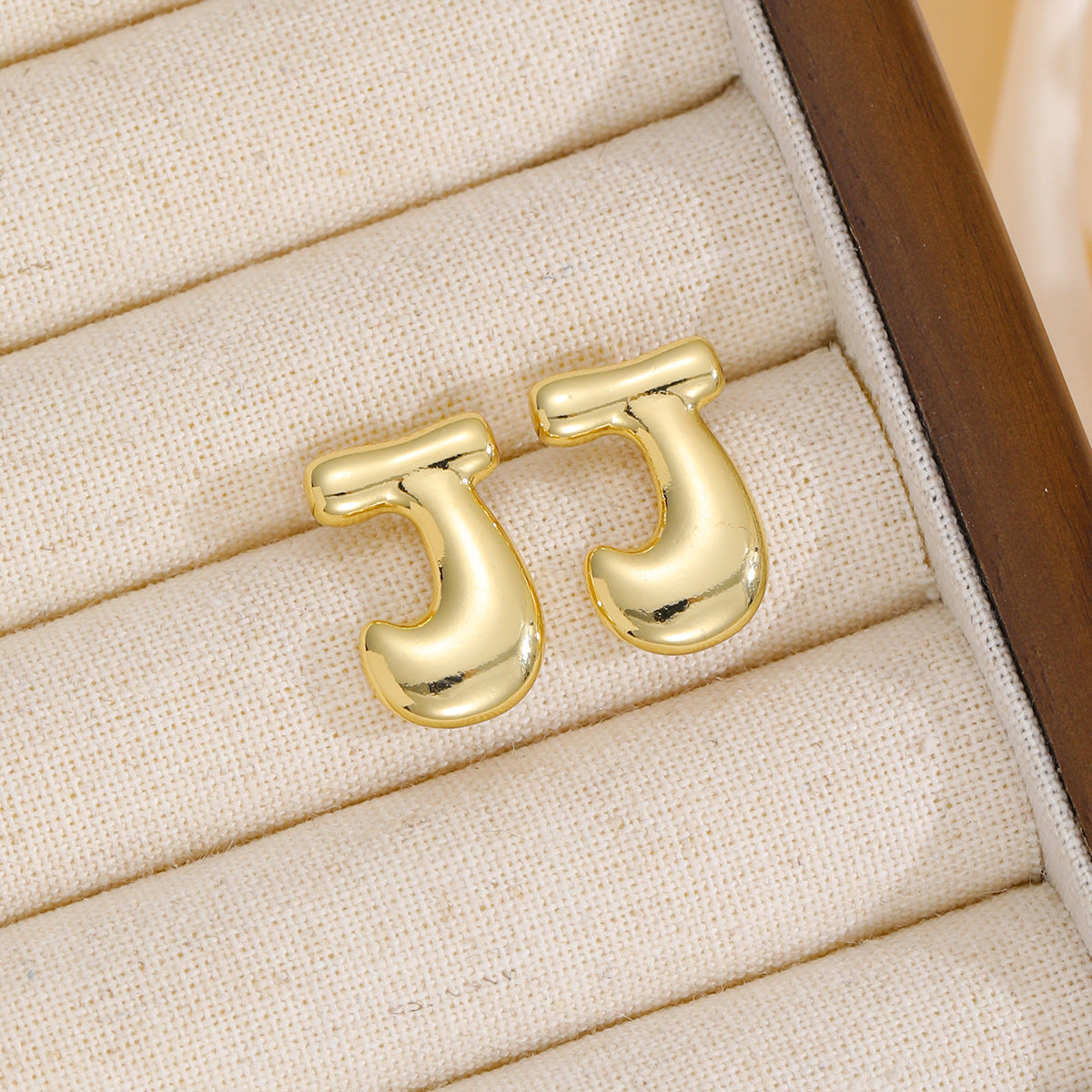 18K Gold-Plated Bubble Letter Stud Earrings | A - M