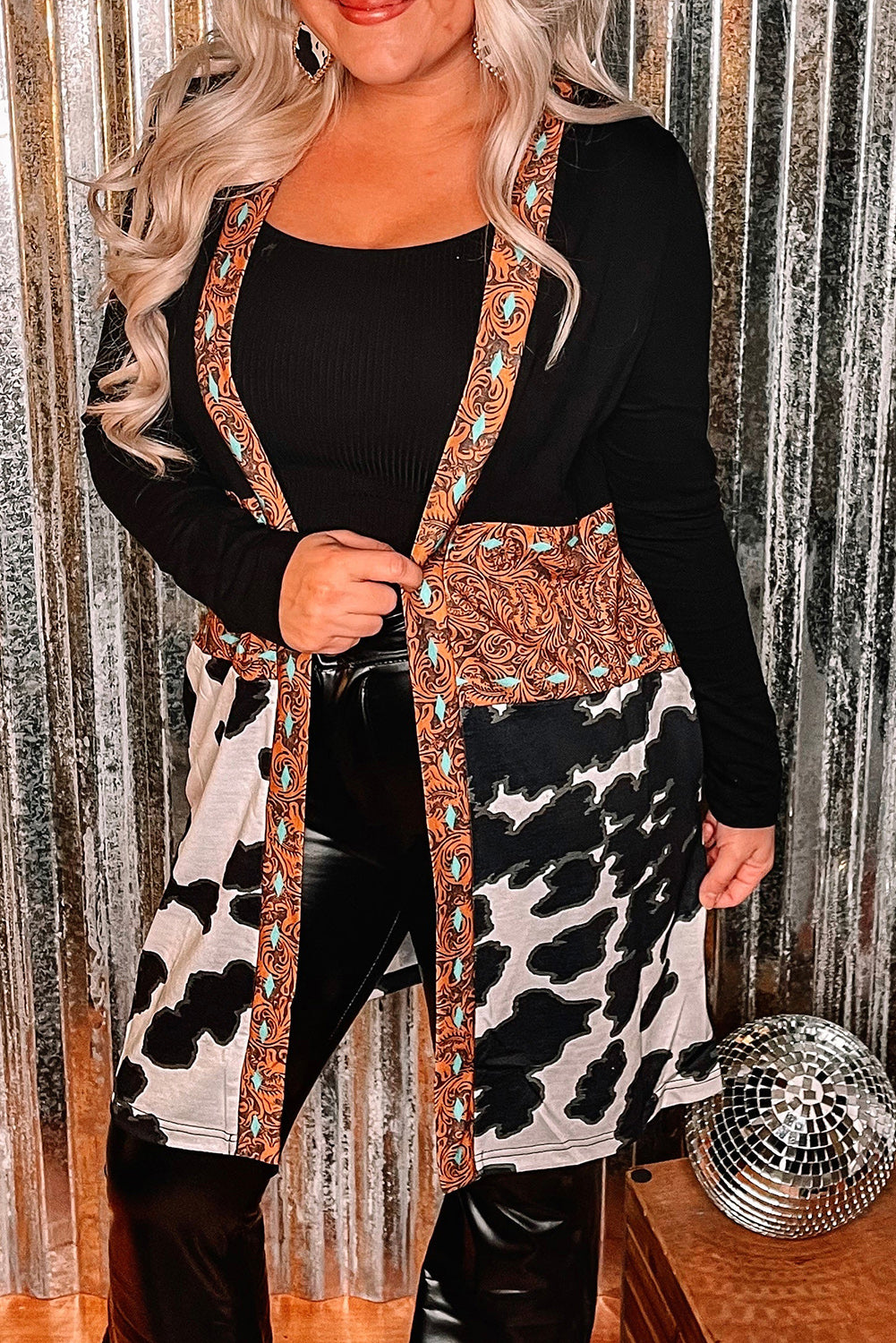 Black Paisley & Animal Print Cardigan