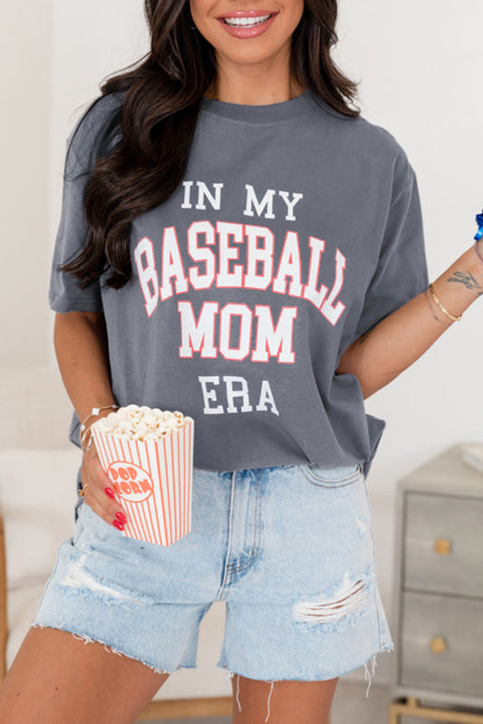 Gray IN MY BASEBALL MOM ERA Crewneck Tee