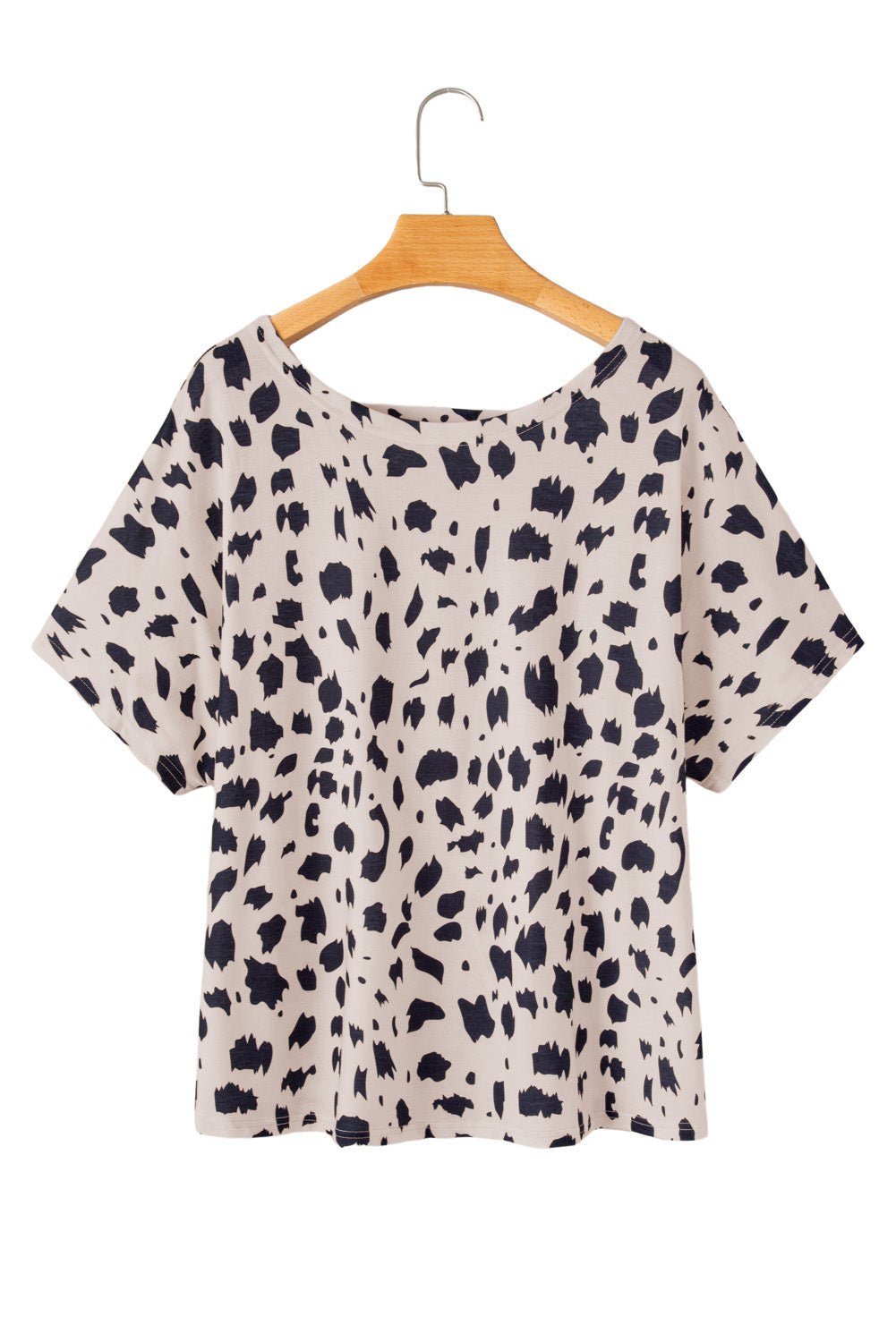 Blusa de talla grande con espalda abierta y estampado de leopardo color caqui