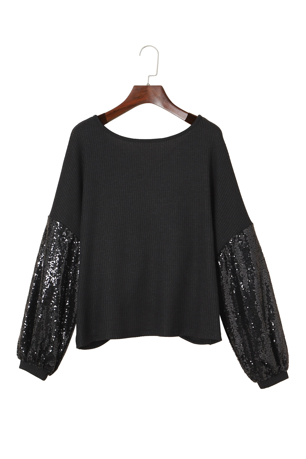 Black Cross Backless Sequin Bishop Sleeve Top | S - 2XL | 3 COLORS