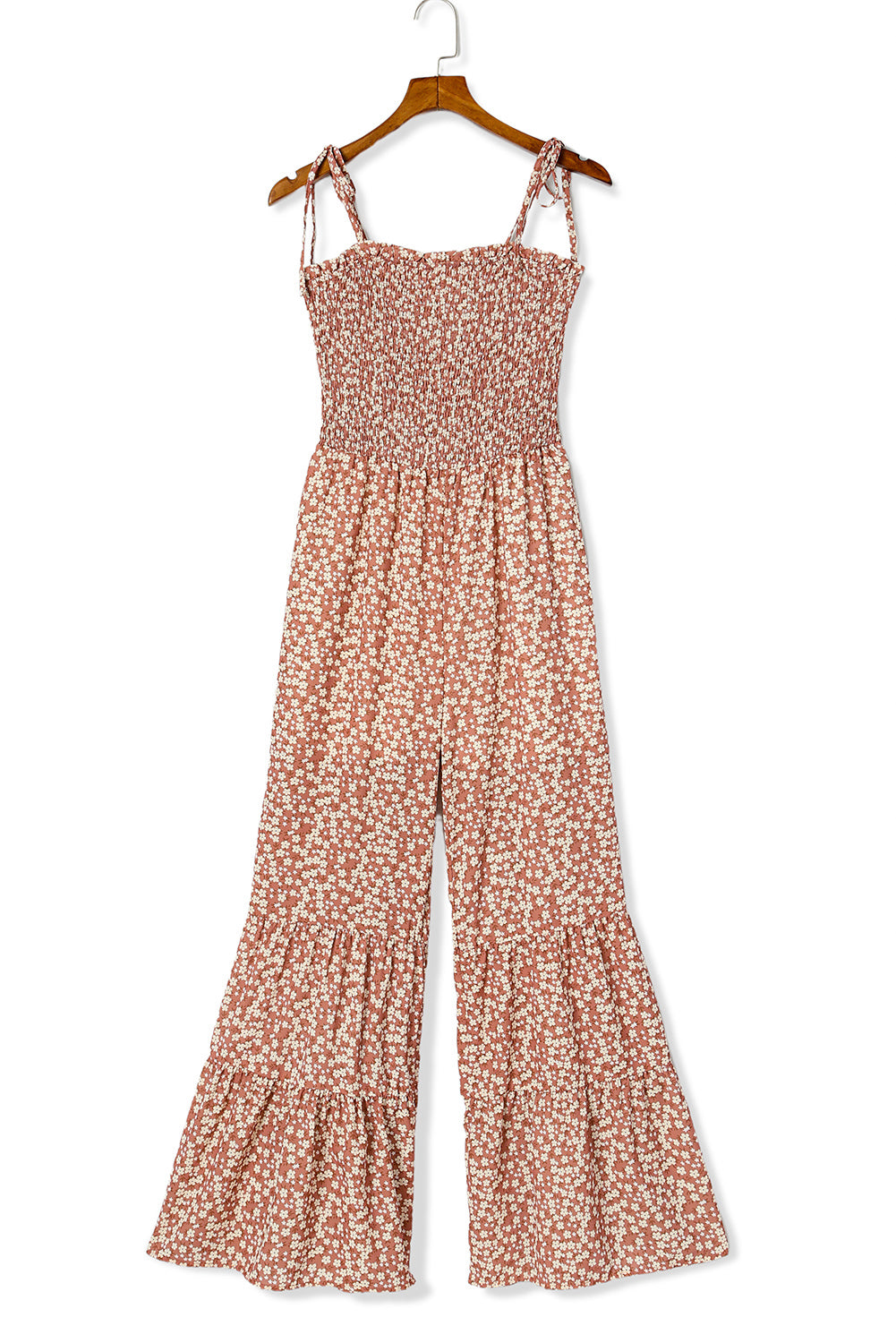 Dusk Blue Floral Print Spaghetti Straps Smocked Wide Leg Jumpsuit | S - 2XL | 4 COLORS