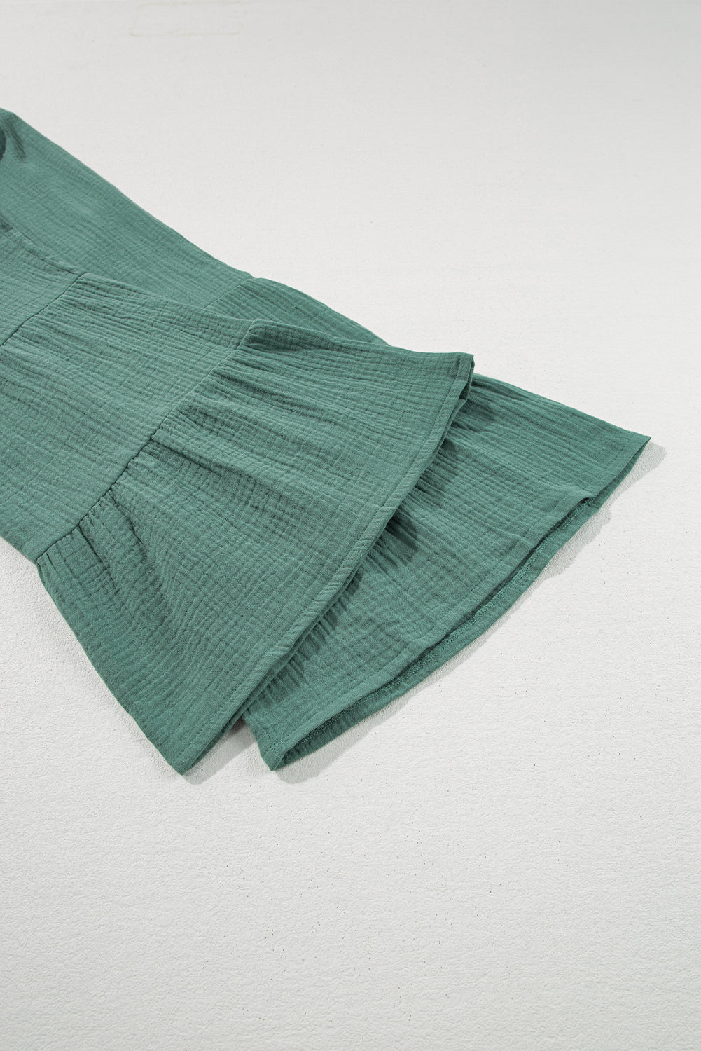 Plain Cotton Tiered Ruffle Flare High Waisted Pants