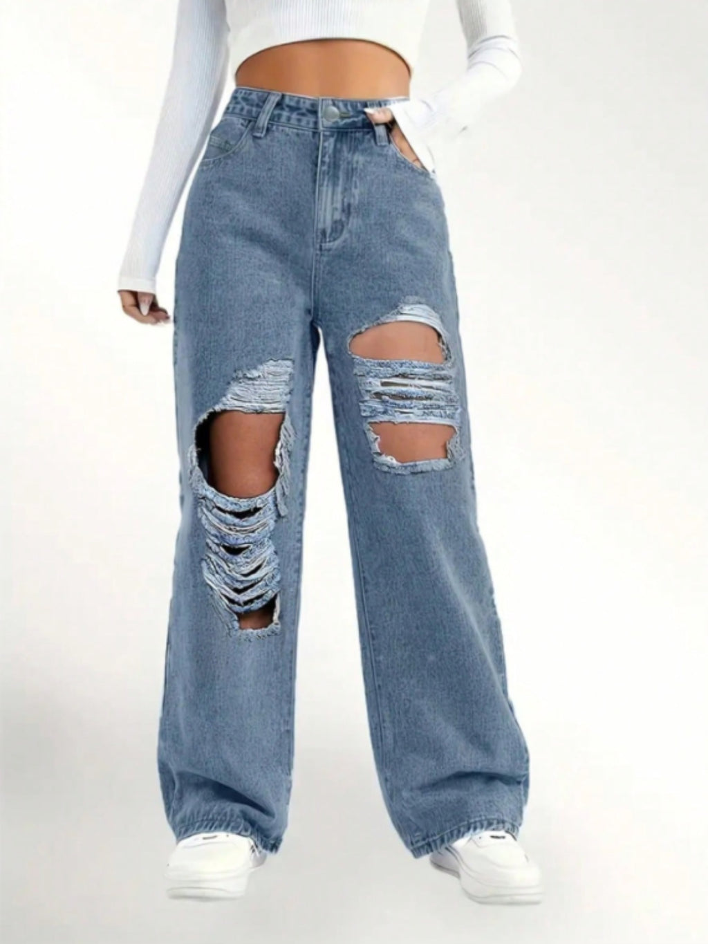 Distressed Wide Leg Jeans | S - XL