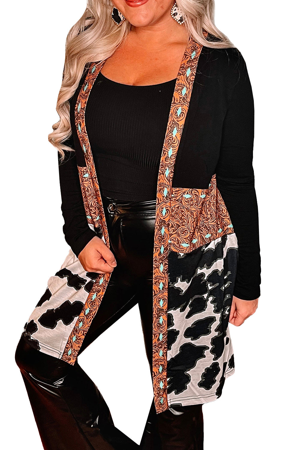 Black Paisley & Animal Print Cardigan