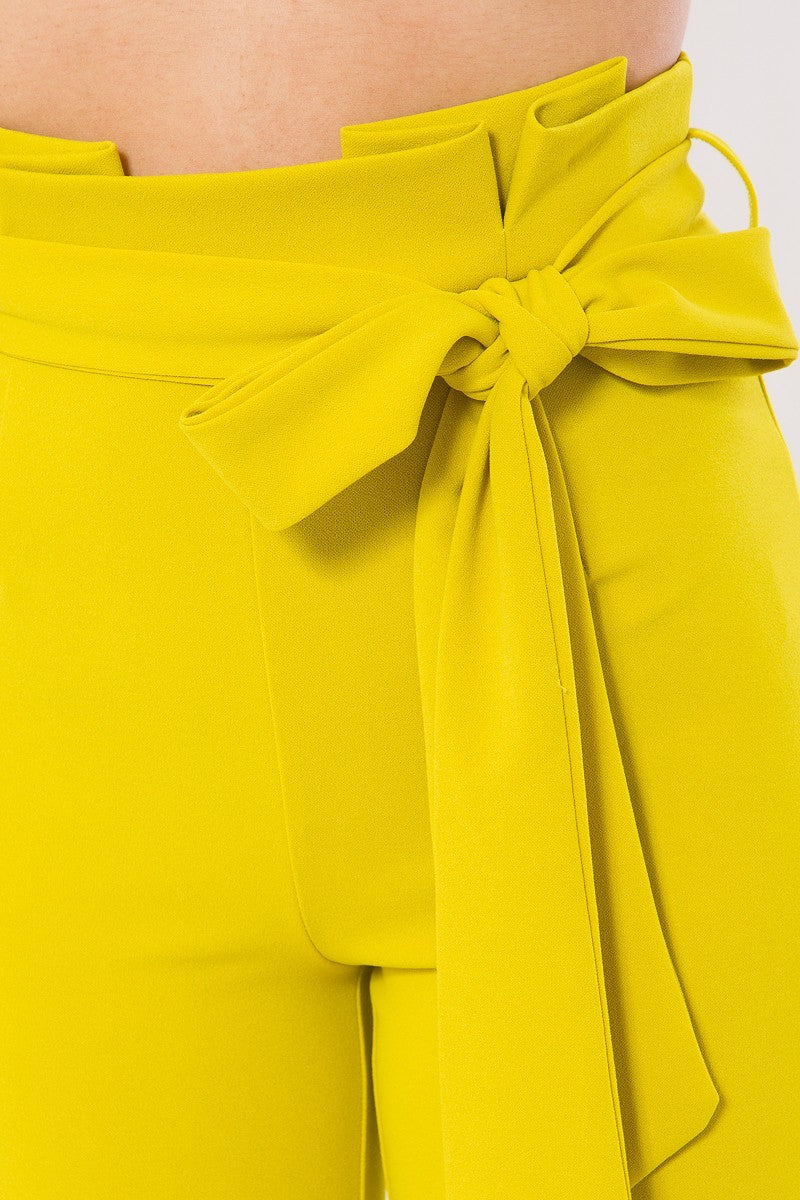 Paperbag High Waist Fashion Skinny Pants - Mustard Yellow | S M L