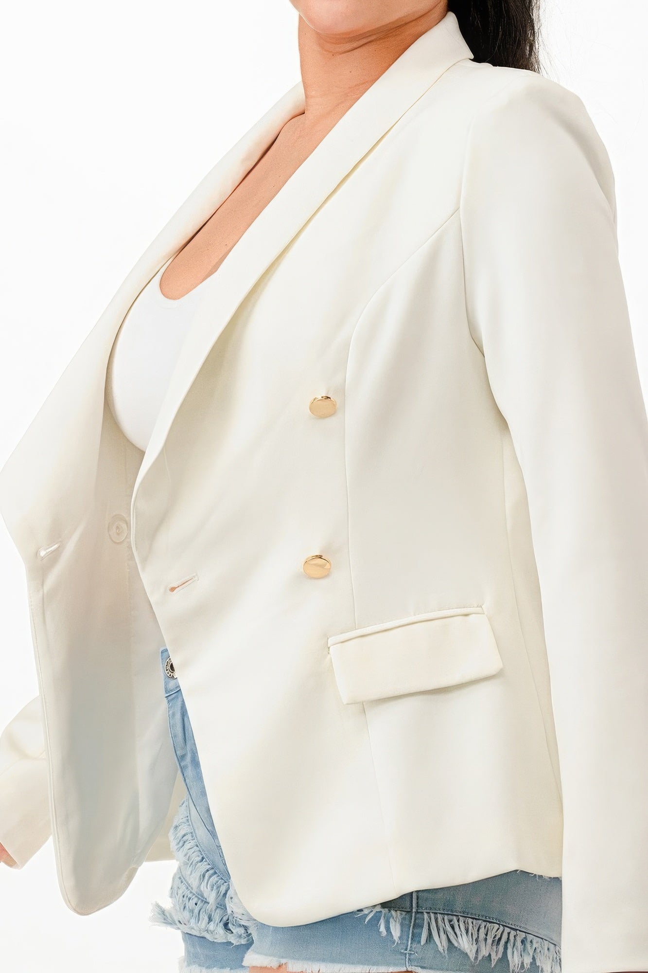 Chaqueta blazer cruzada - Marfil