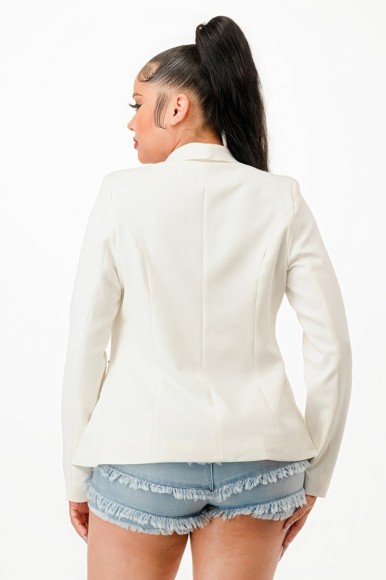 Chaqueta blazer cruzada - Marfil