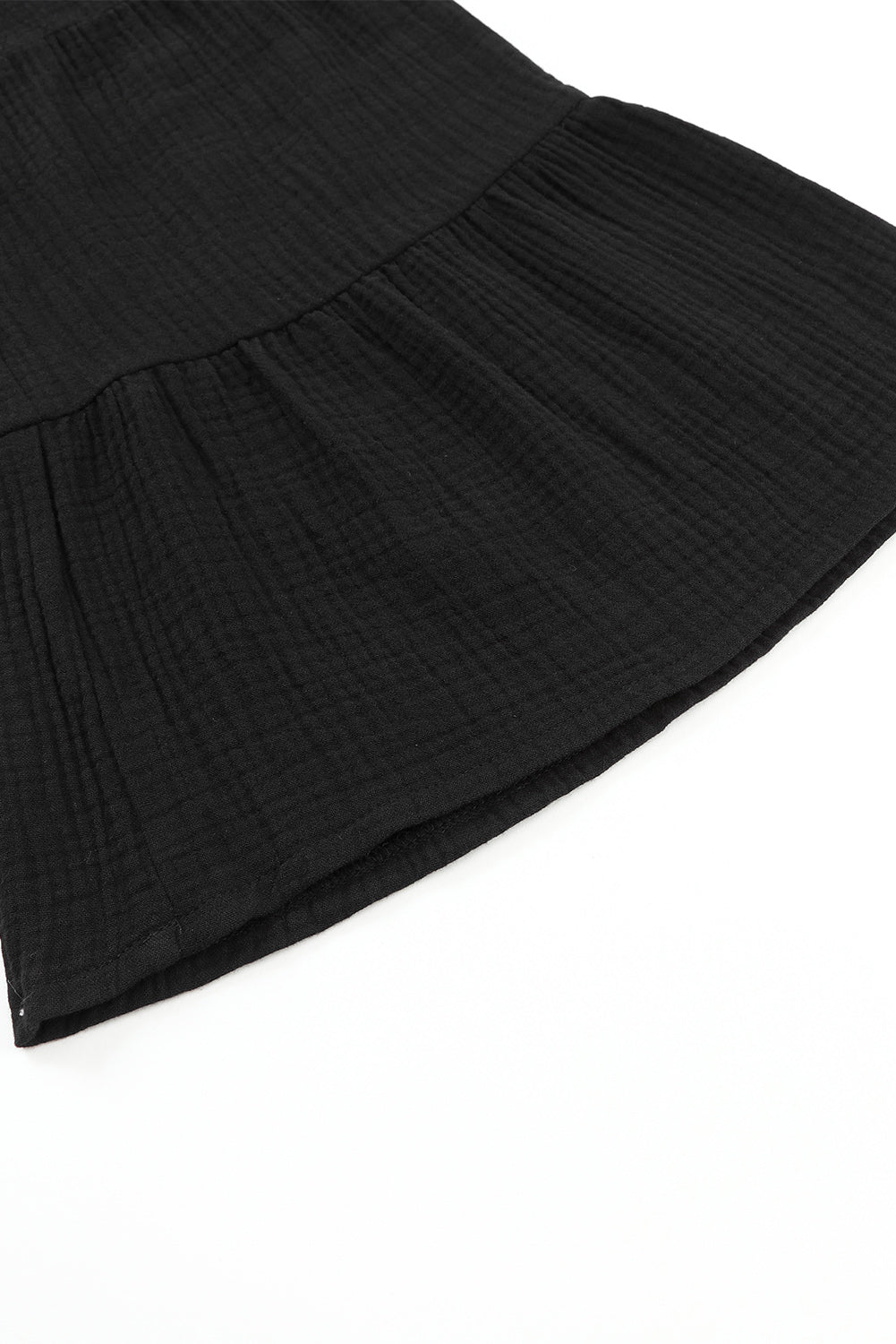 Plain Cotton Tiered Ruffle Flare High Waisted Pants