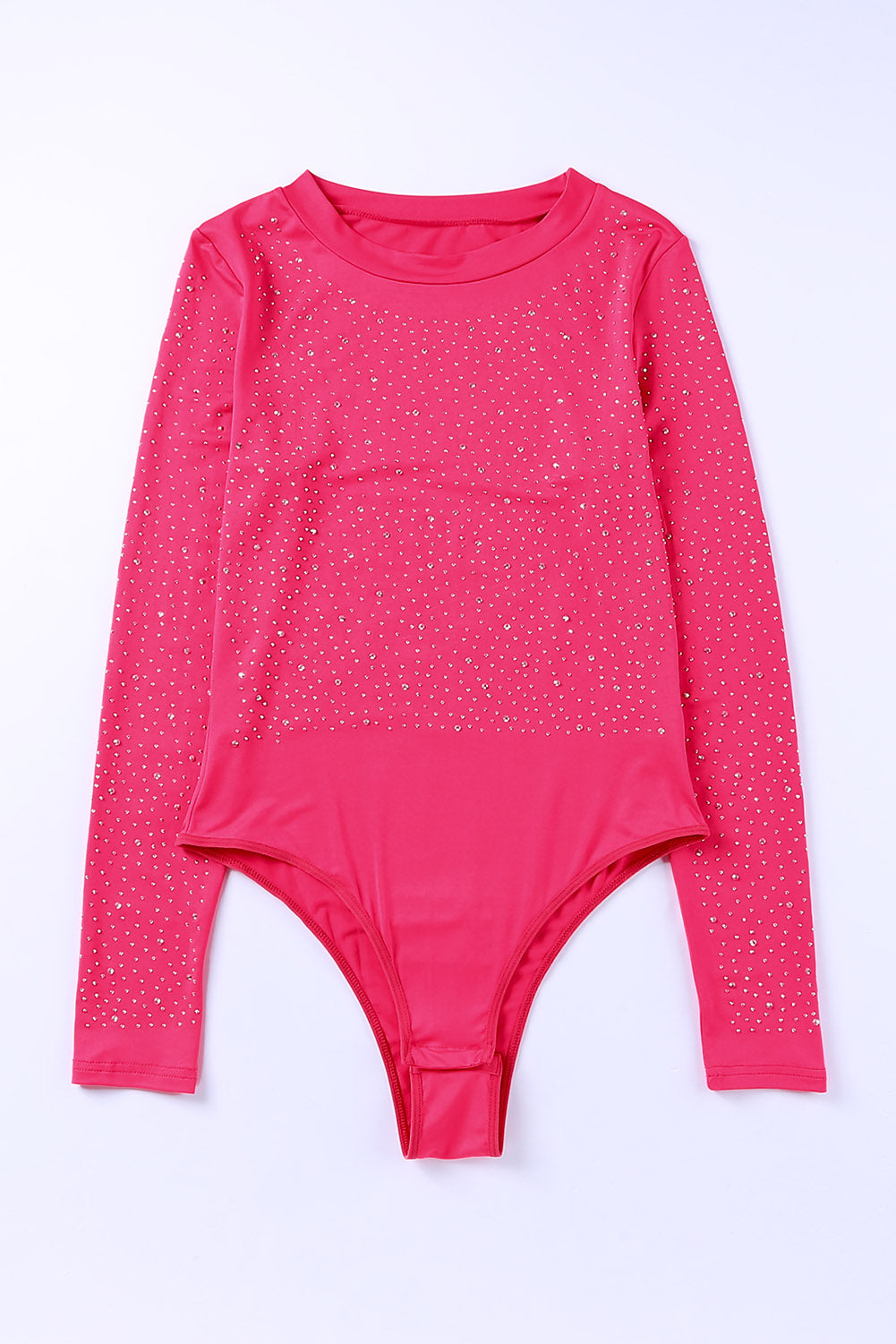 Rosy Rhinestone Casual Slim Fit Long Sleeve Bodysuit