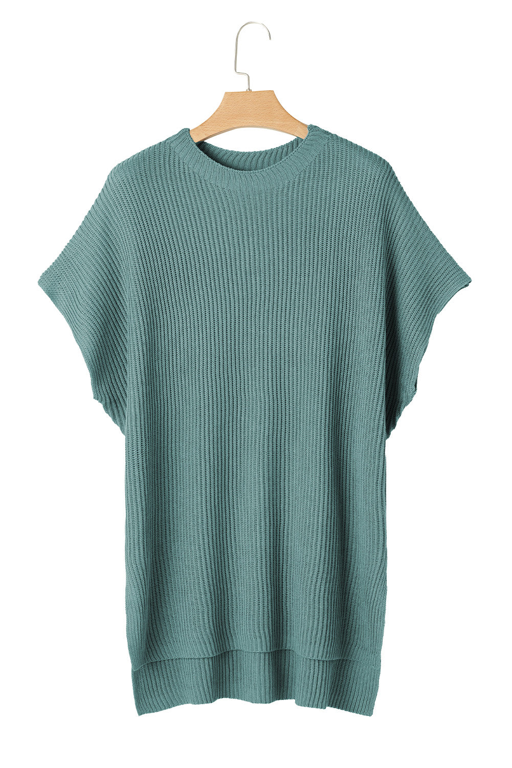Top de punto de gran tamaño con mangas cortas estilo dolman y abertura lateral en color gris | S - XL | 3 COLORES