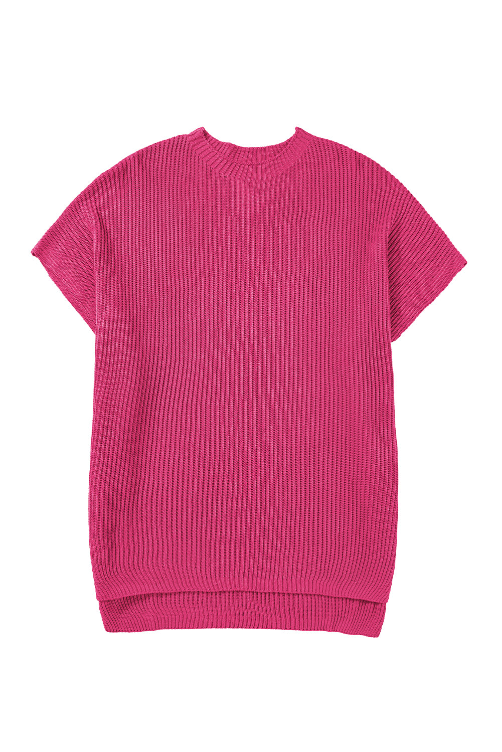 Top de punto de gran tamaño con mangas cortas estilo dolman y abertura lateral en color gris | S - XL | 3 COLORES