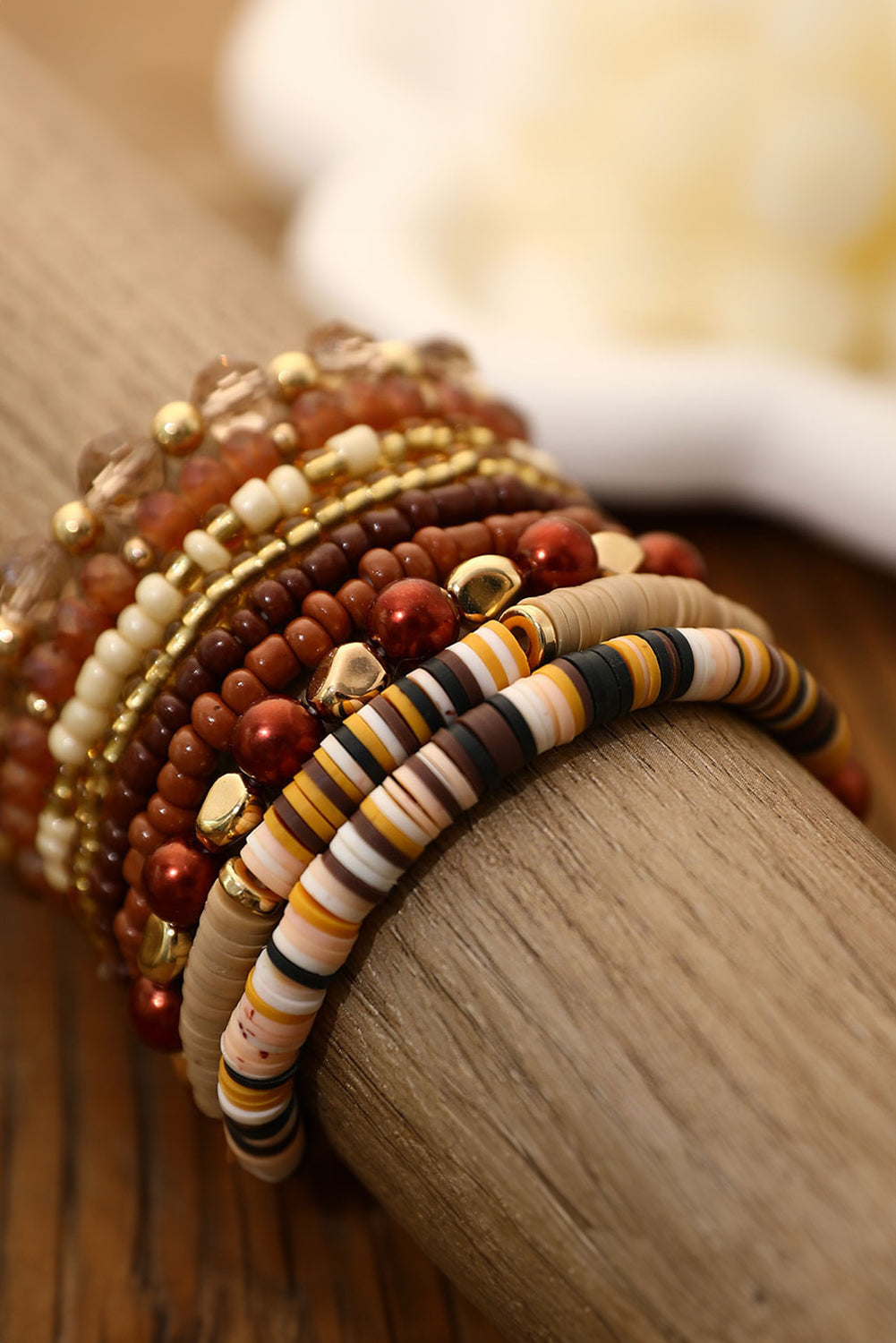 Conjunto de 9 pulseras vintage con cuentas de camello