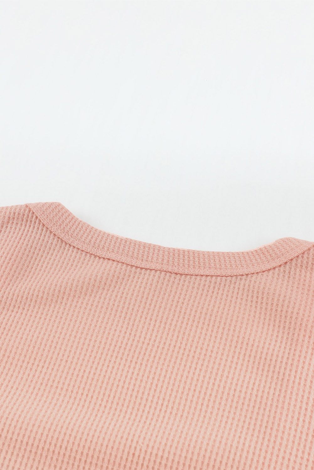 Burgundy Waffle Knit Casual Scoop Neck Long Sleeve Henley Shirt