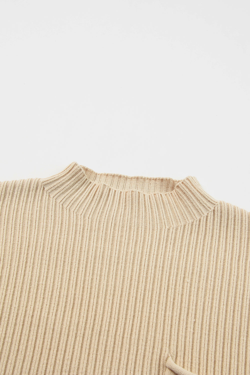 Gold Flame Patch Pocket Ribbed Knit Short Sleeve Sweater