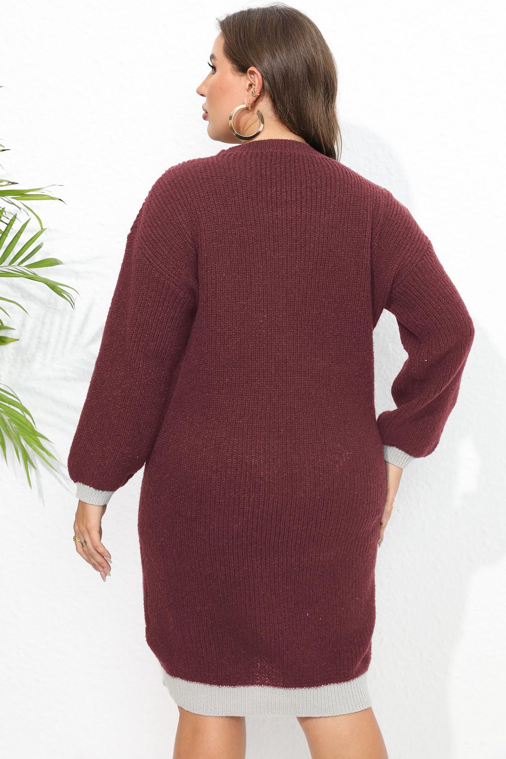 Vestido tipo suéter de manga larga de talla grande