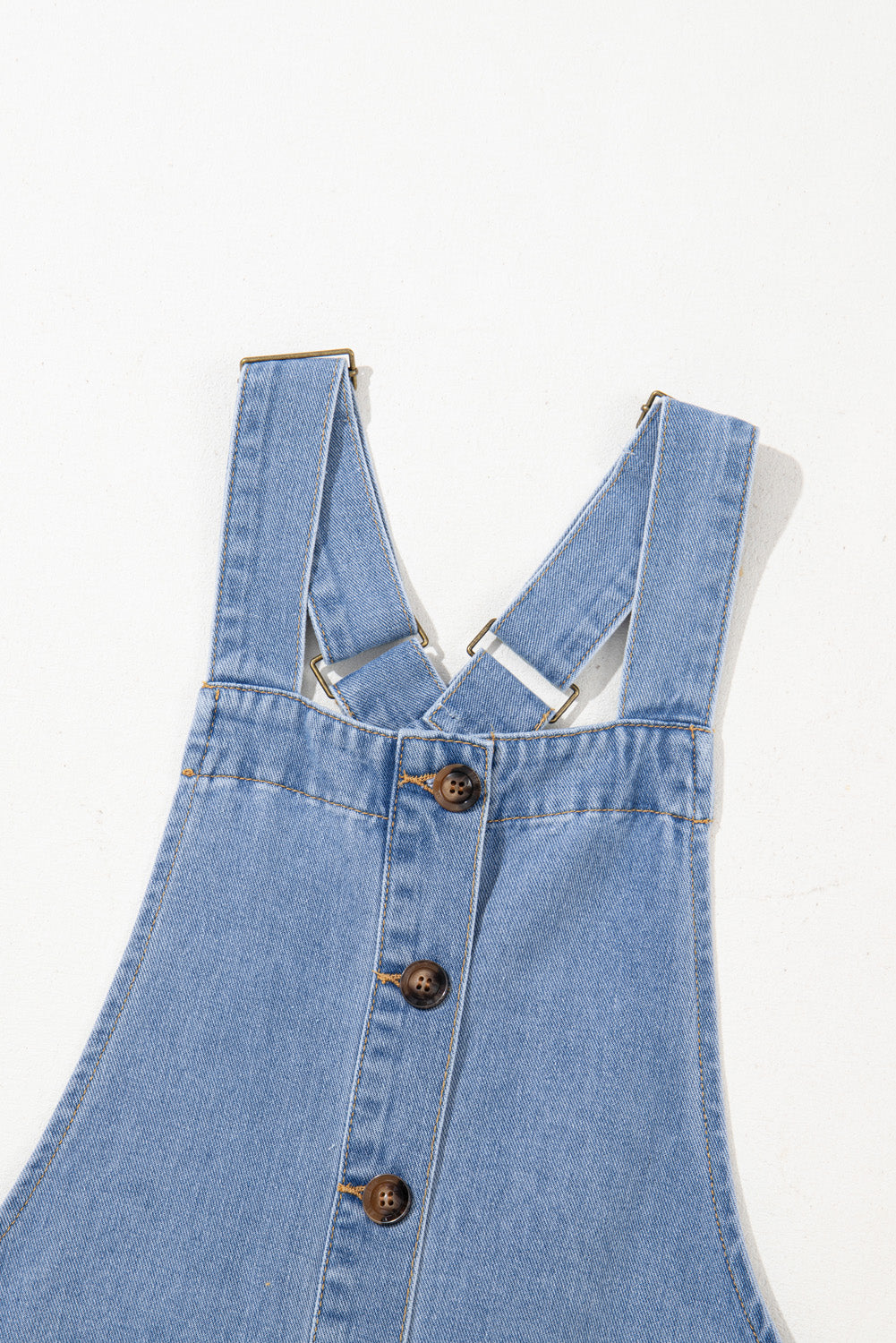 Medium Grey Wide Strap Button Front Pocketed Denim Short Dress