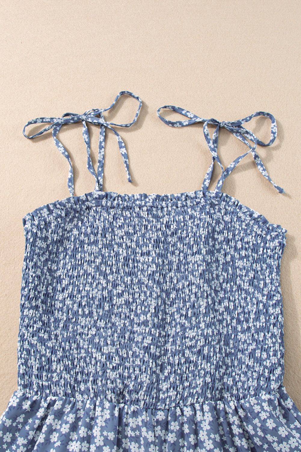 Dusk Blue Floral Print Spaghetti Straps Smocked Wide Leg Jumpsuit | S - 2XL | 4 COLORS