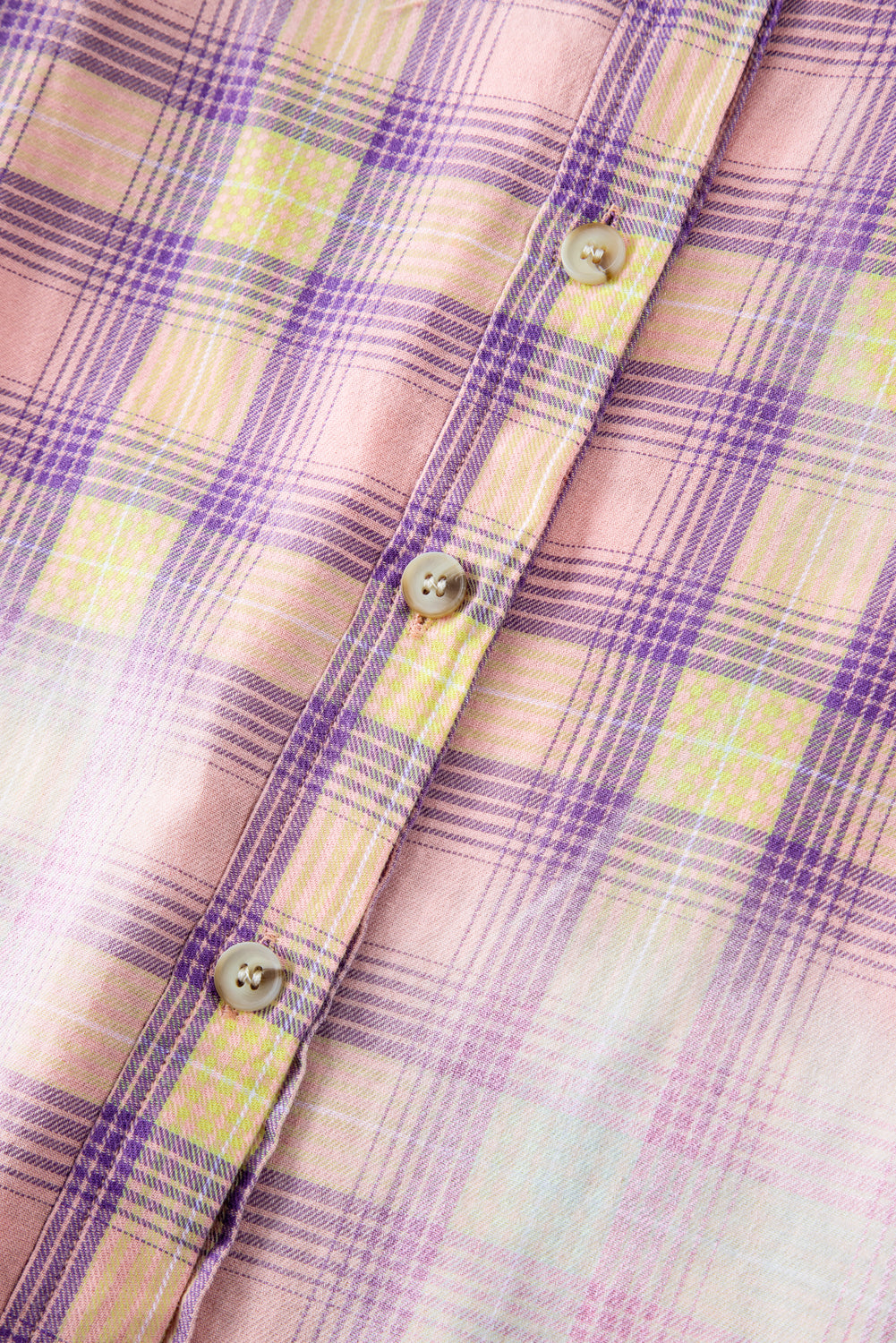 Purple Plaid Long Sleeve Collared Button Up Shirt