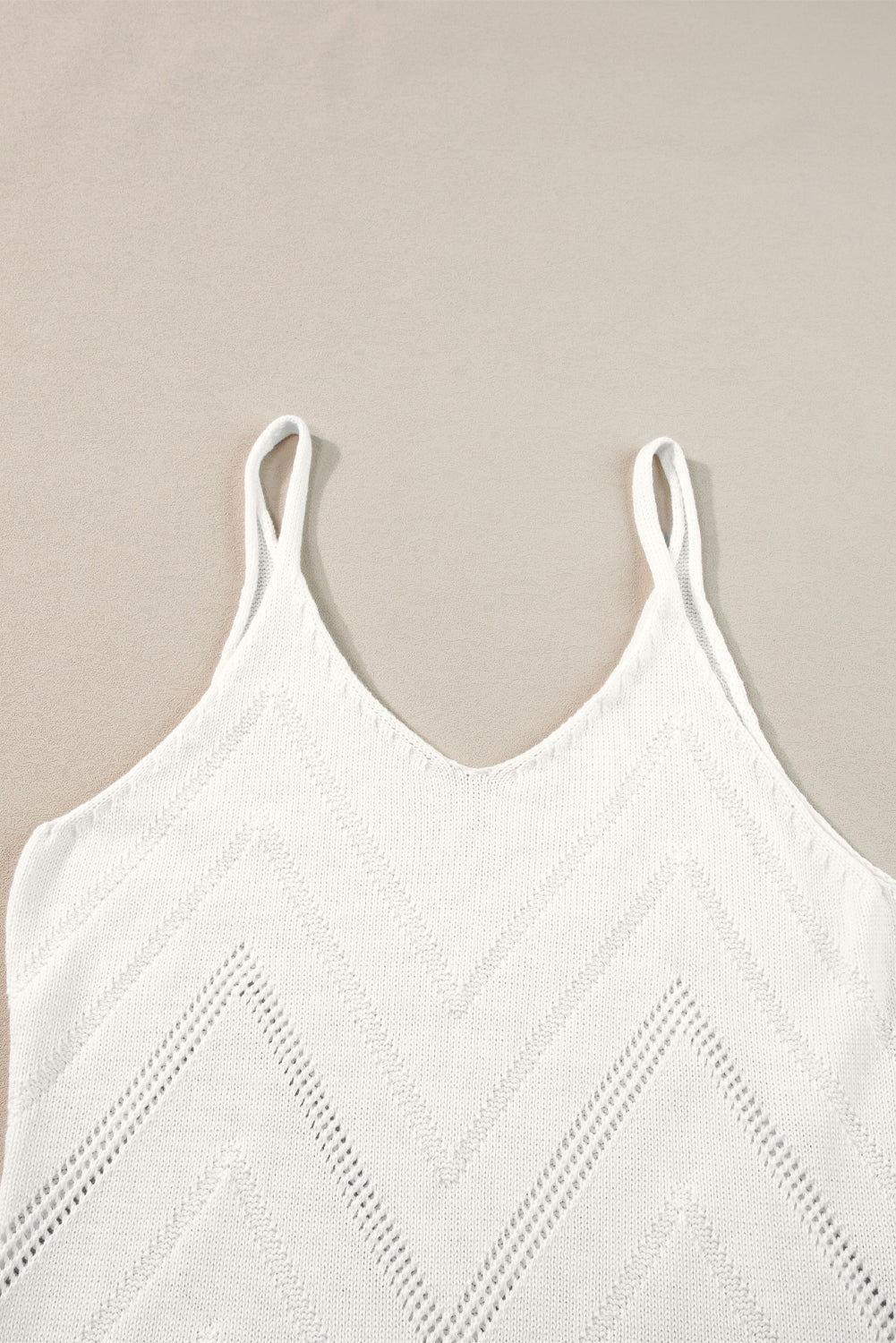 Parchment Chevron Pointelle Knit Cami Top