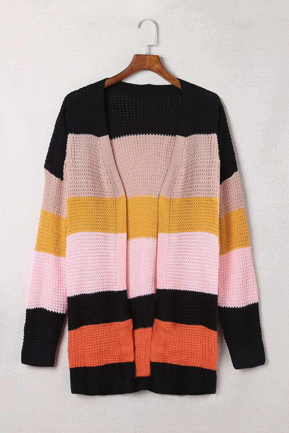 Multicolor Knitted Long Sleeve Cardigan Sweater