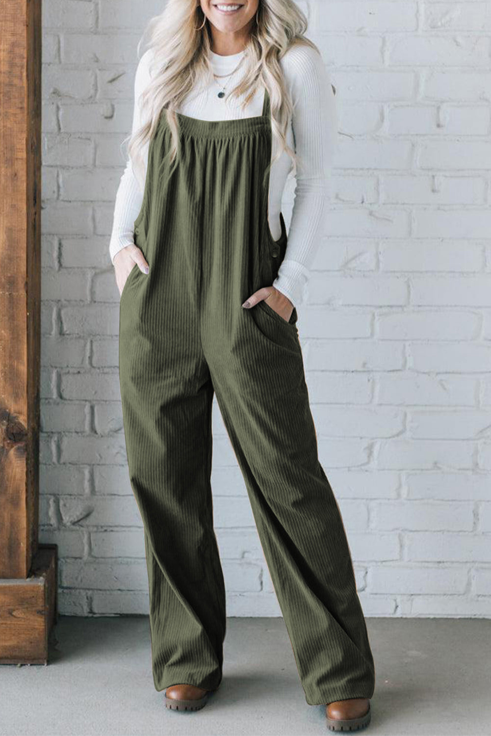 Square Neck Corduroy Overalls | S - XL | 3 COLORS