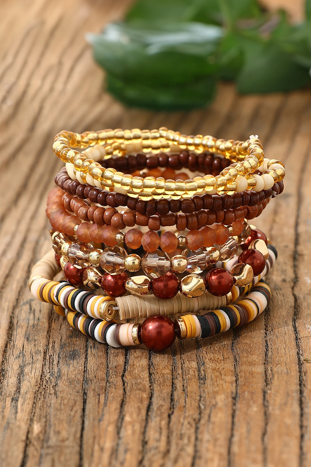 Conjunto de 9 pulseras vintage con cuentas de camello