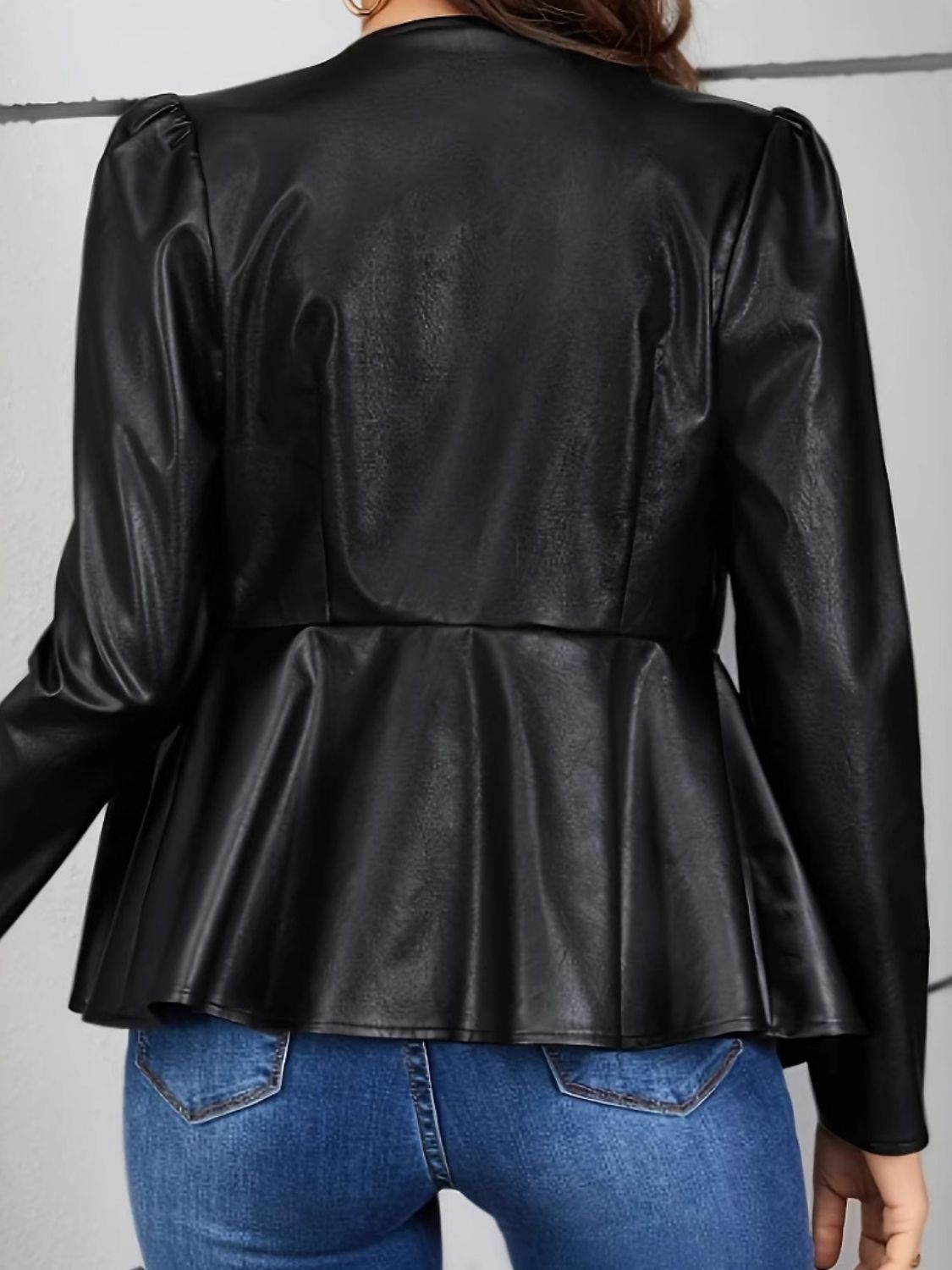 Peplum Zip Up Long Sleeve Jacket