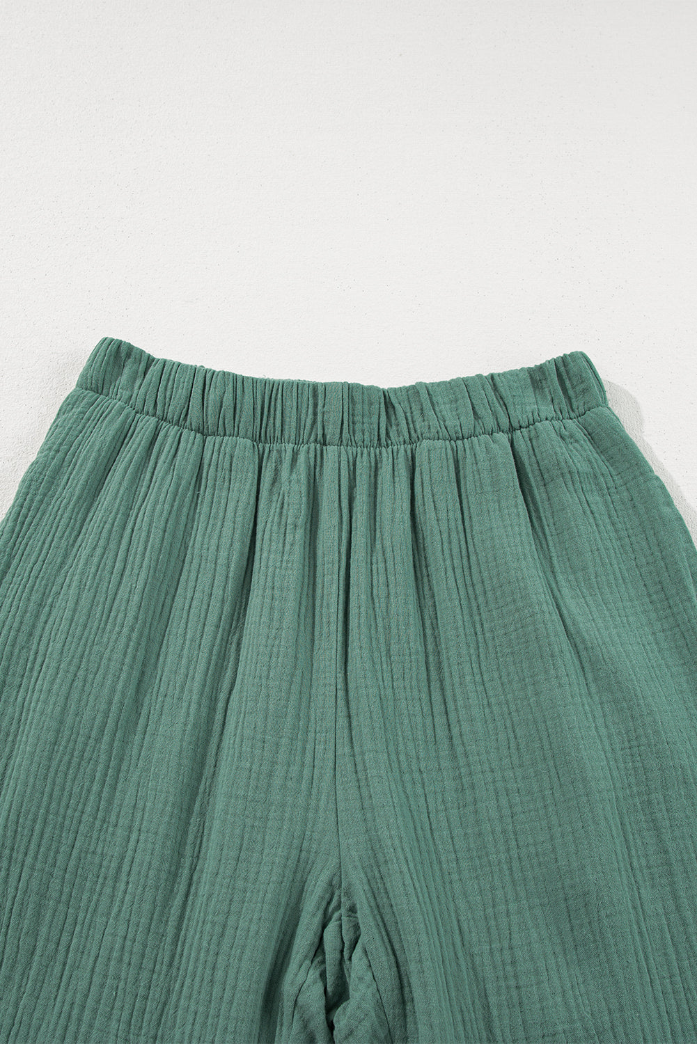 Plain Cotton Tiered Ruffle Flare High Waisted Pants