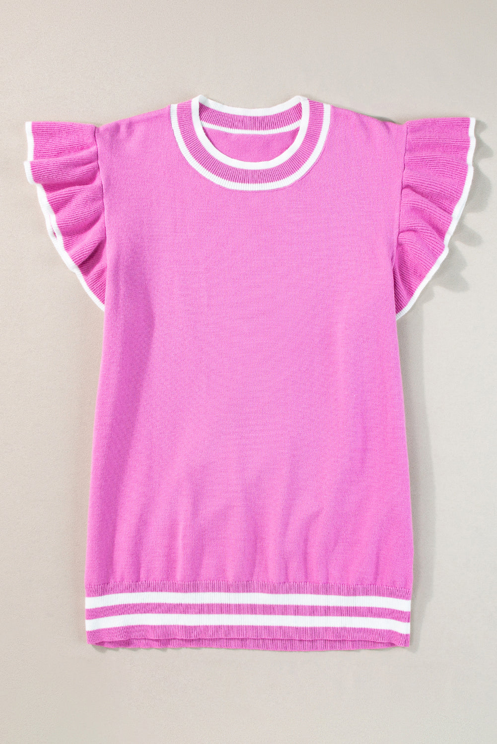 Blusa de punto con mangas con volantes y ribetes en contraste Bonbon | Tallas S a XL | 3 COLORES