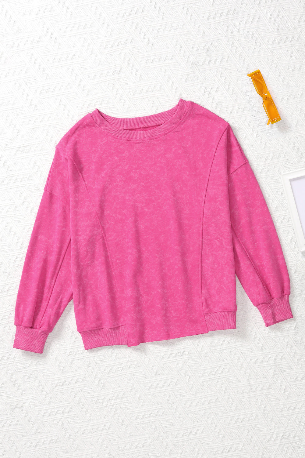 Sudadera informal holgada con efecto desgastado de color rosa