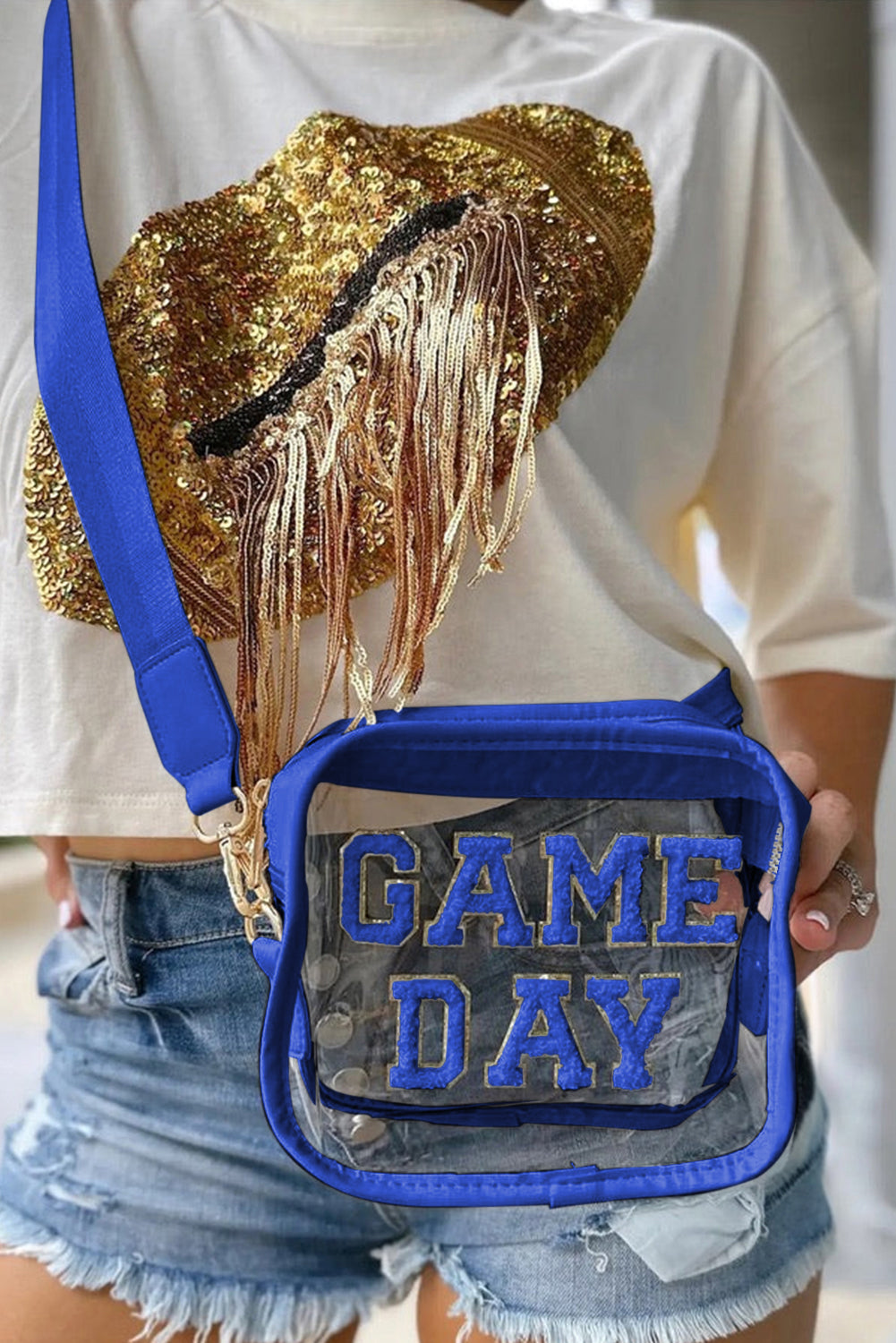 Chenille GAME DAY Pattern Clear Stadium Bag