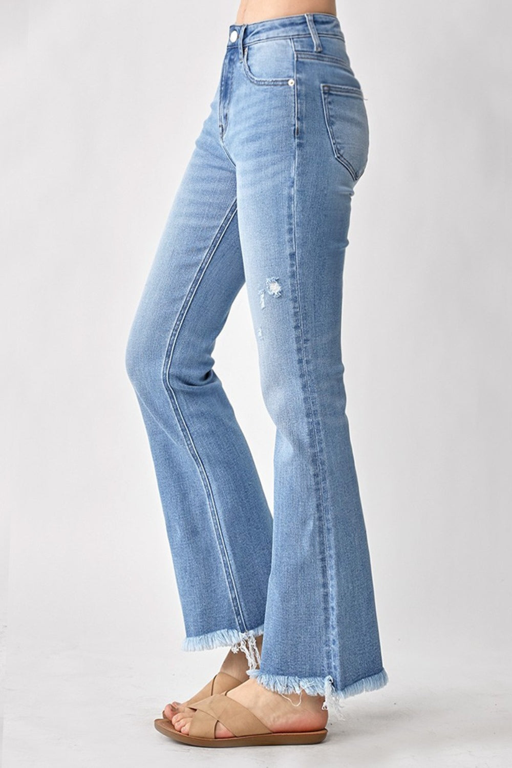 RISEN High Rise Frayed Hem Bootcut Jeans | REG