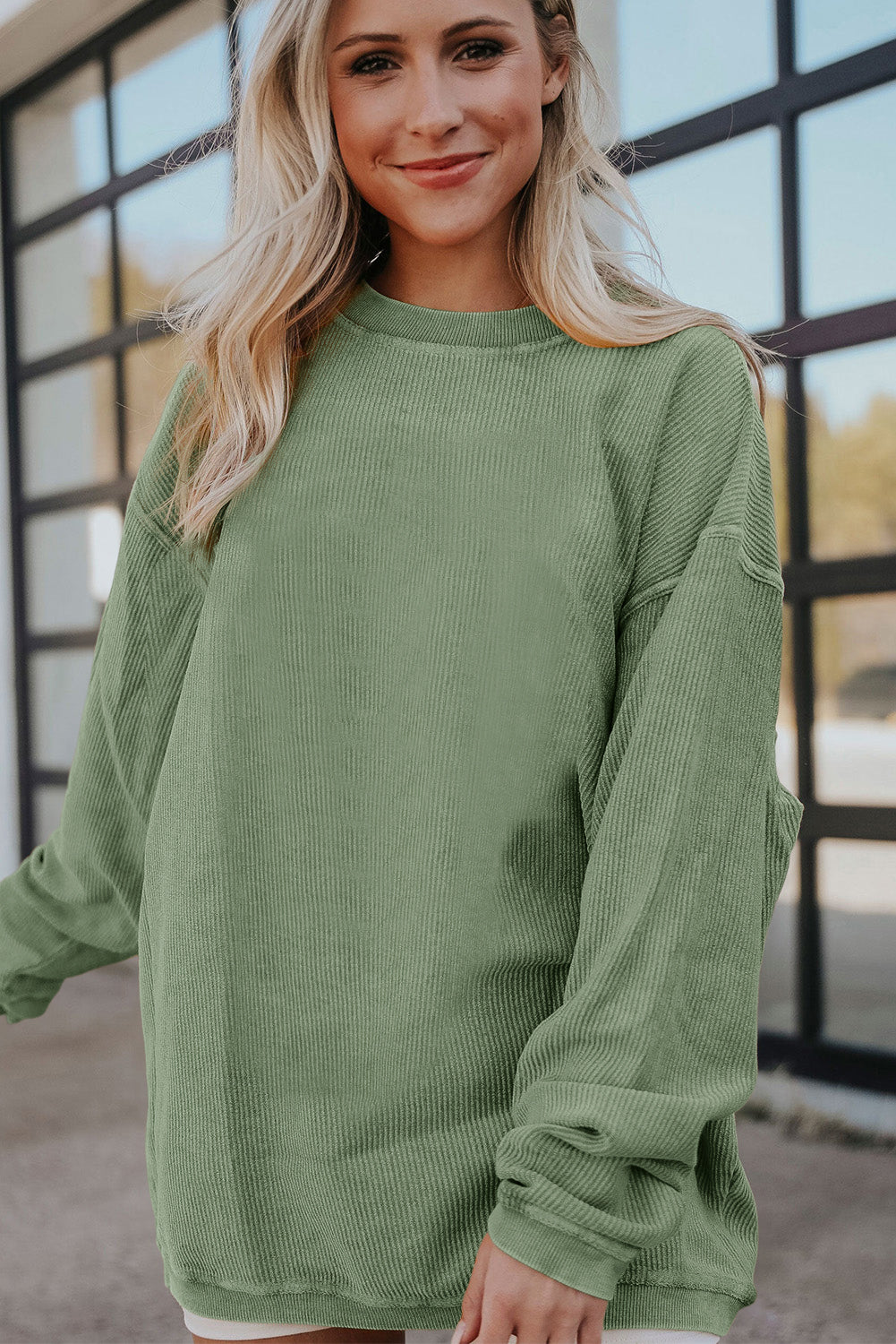 Orange Jolene Letter Print Ribbed Oversized Sweatshirt