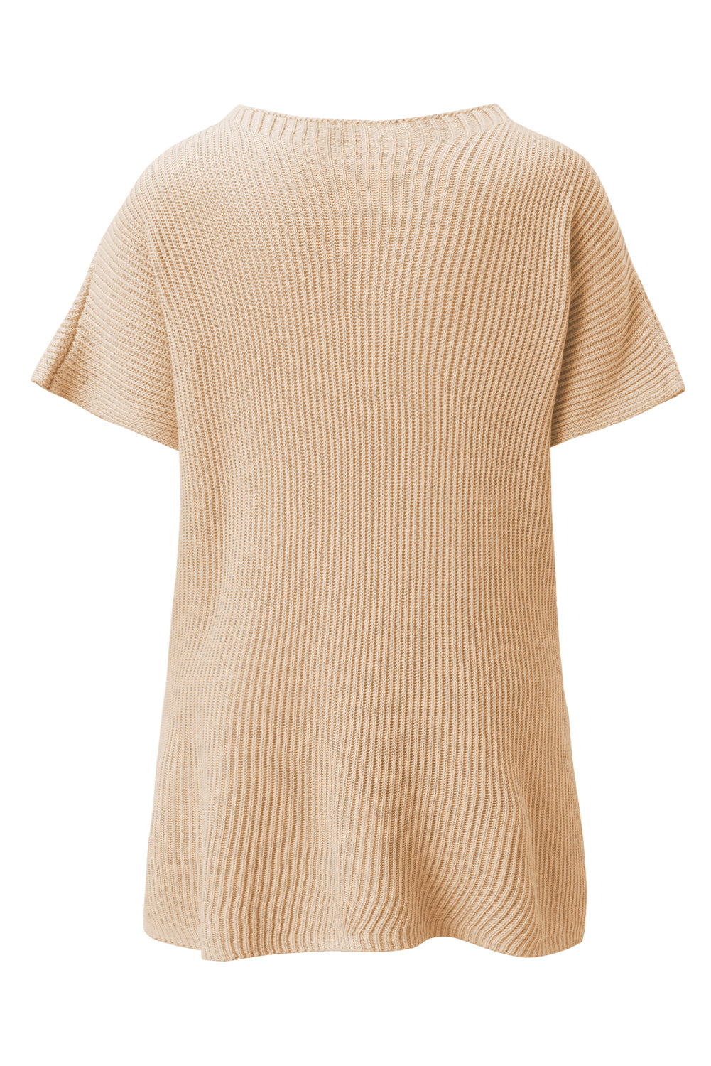 Top de punto de gran tamaño con mangas cortas estilo dolman y abertura lateral en color gris | S - XL | 3 COLORES