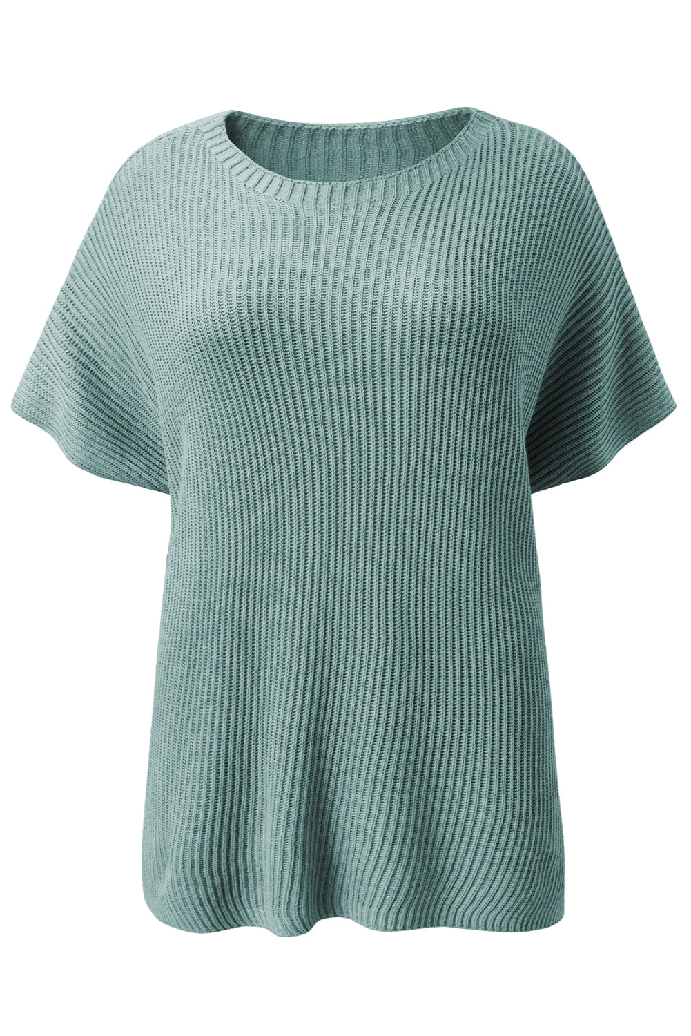 Top de punto de gran tamaño con mangas cortas estilo dolman y abertura lateral en color gris | S - XL | 3 COLORES