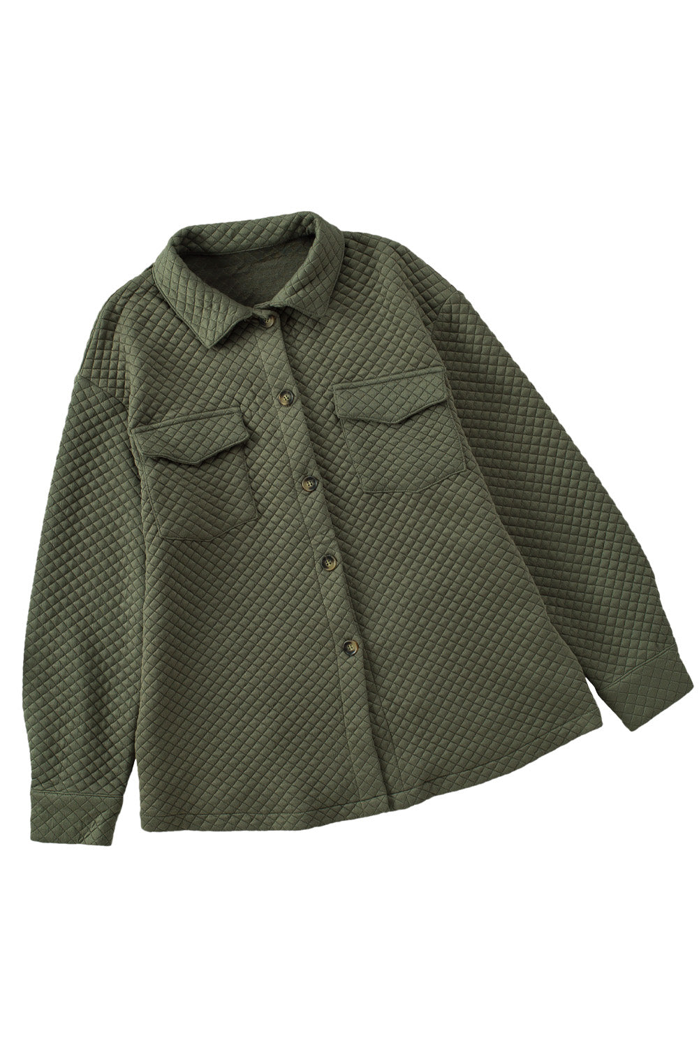 Chaqueta con botones y bolsillos con textura de celosía verde