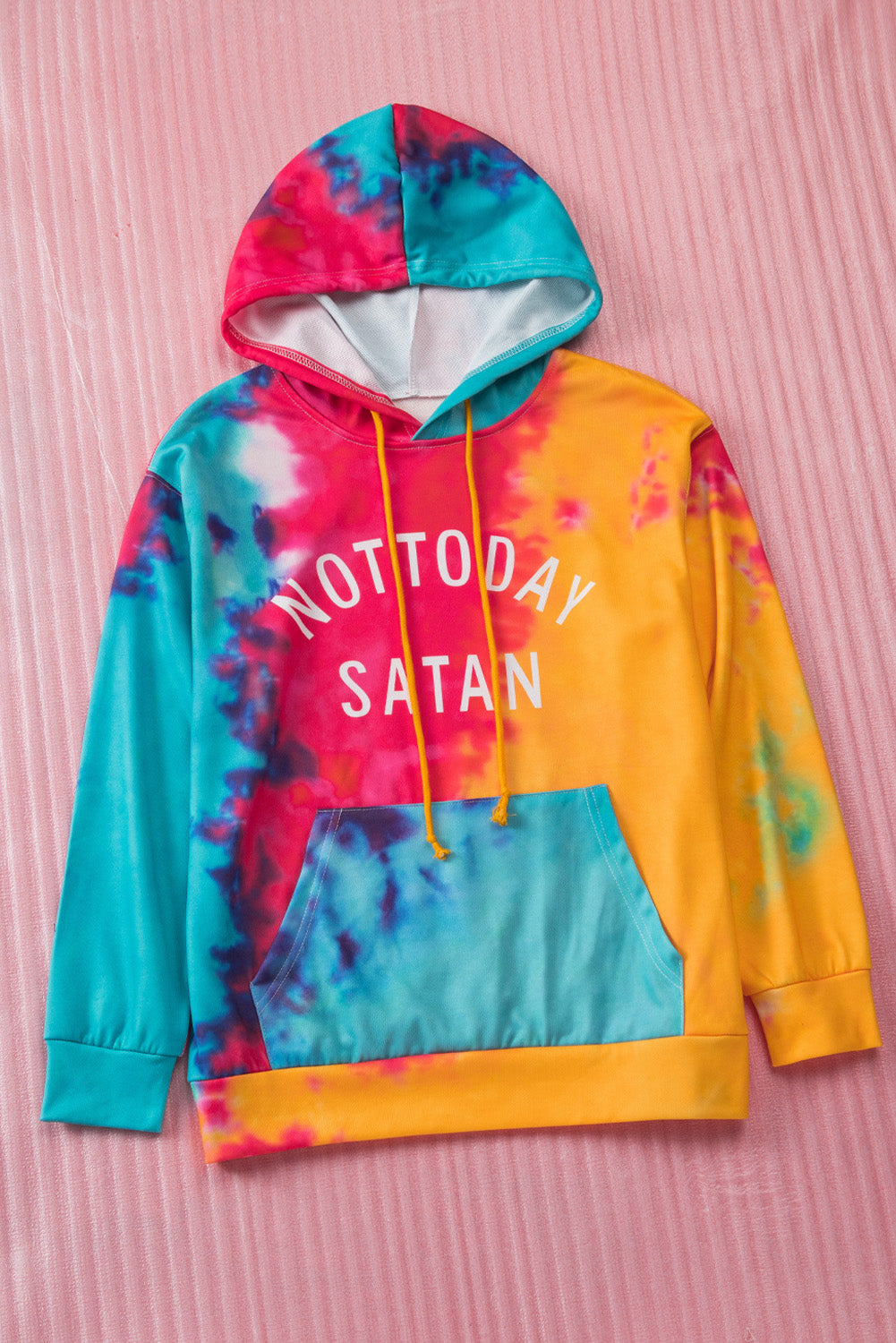 Sudadera con capucha teñida con el mensaje Not Today Satan