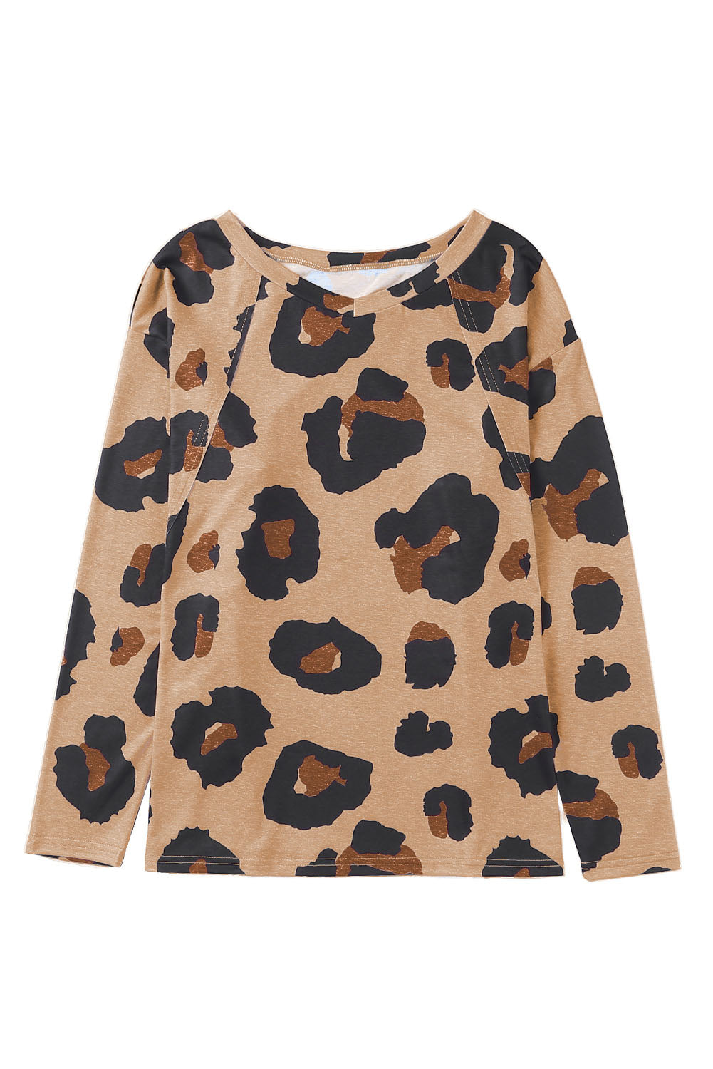 Blusa informal holgada de manga larga con estampado de leopardo blanco