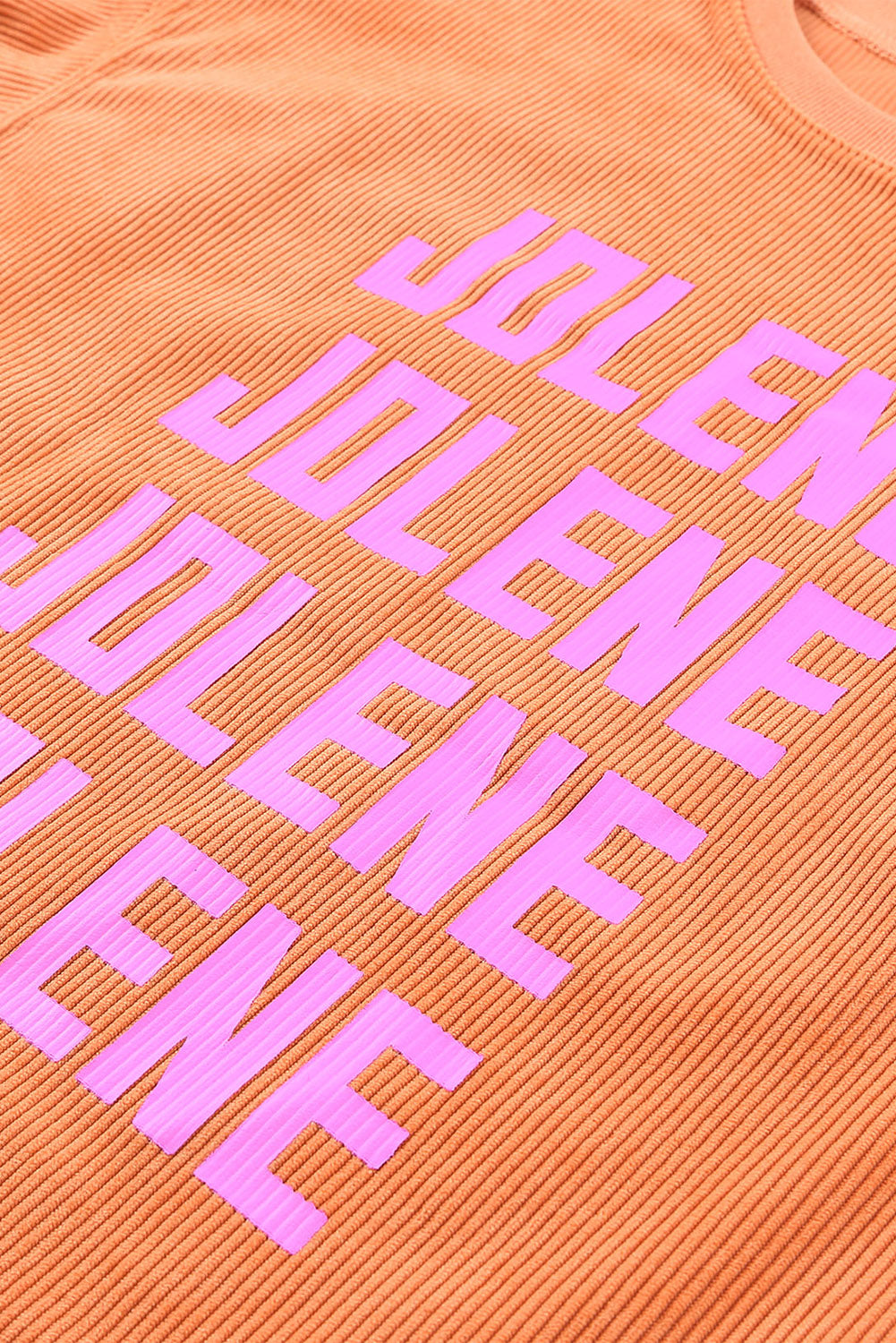 Orange Jolene Letter Print Ribbed Oversized Sweatshirt