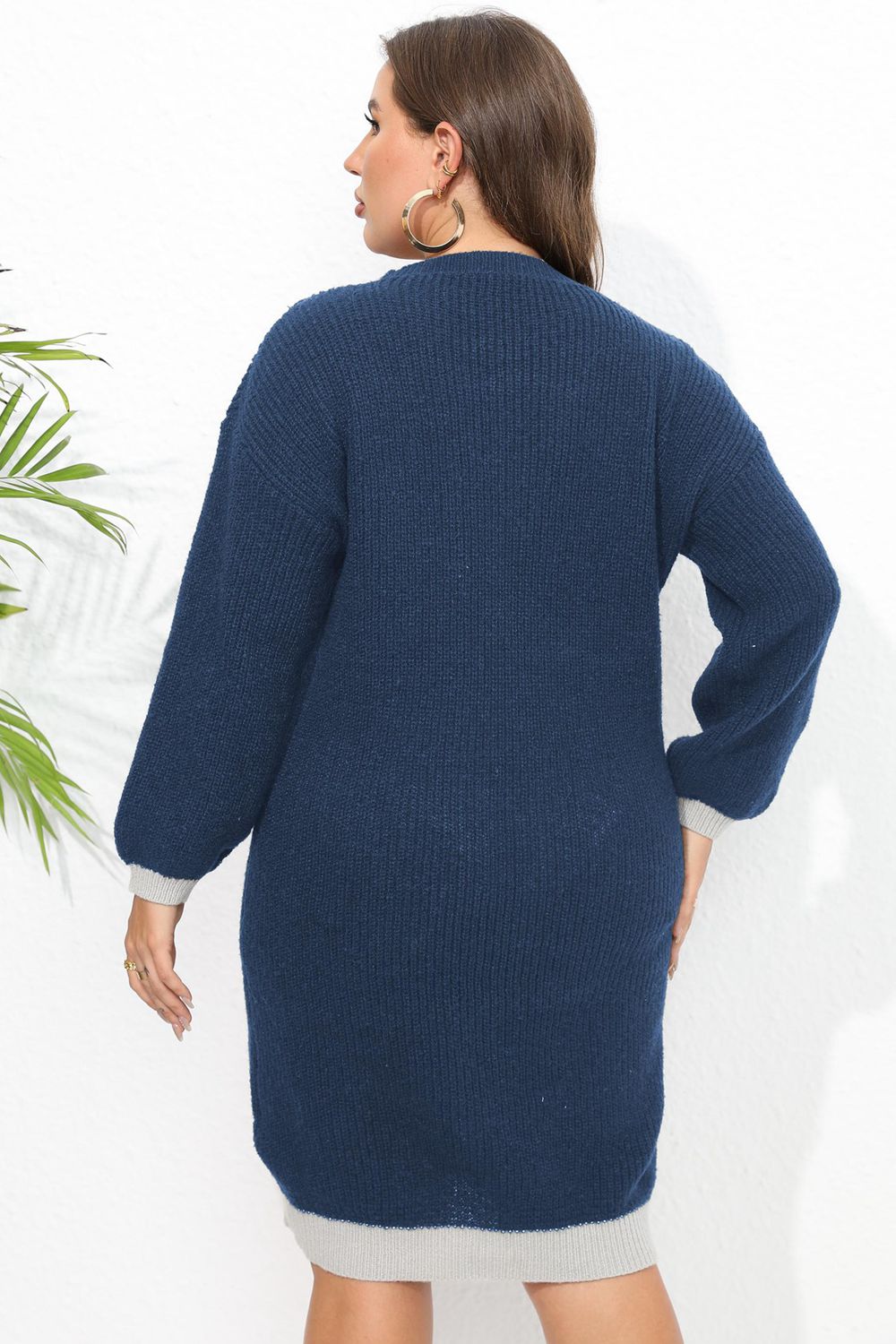 Vestido tipo suéter de manga larga de talla grande