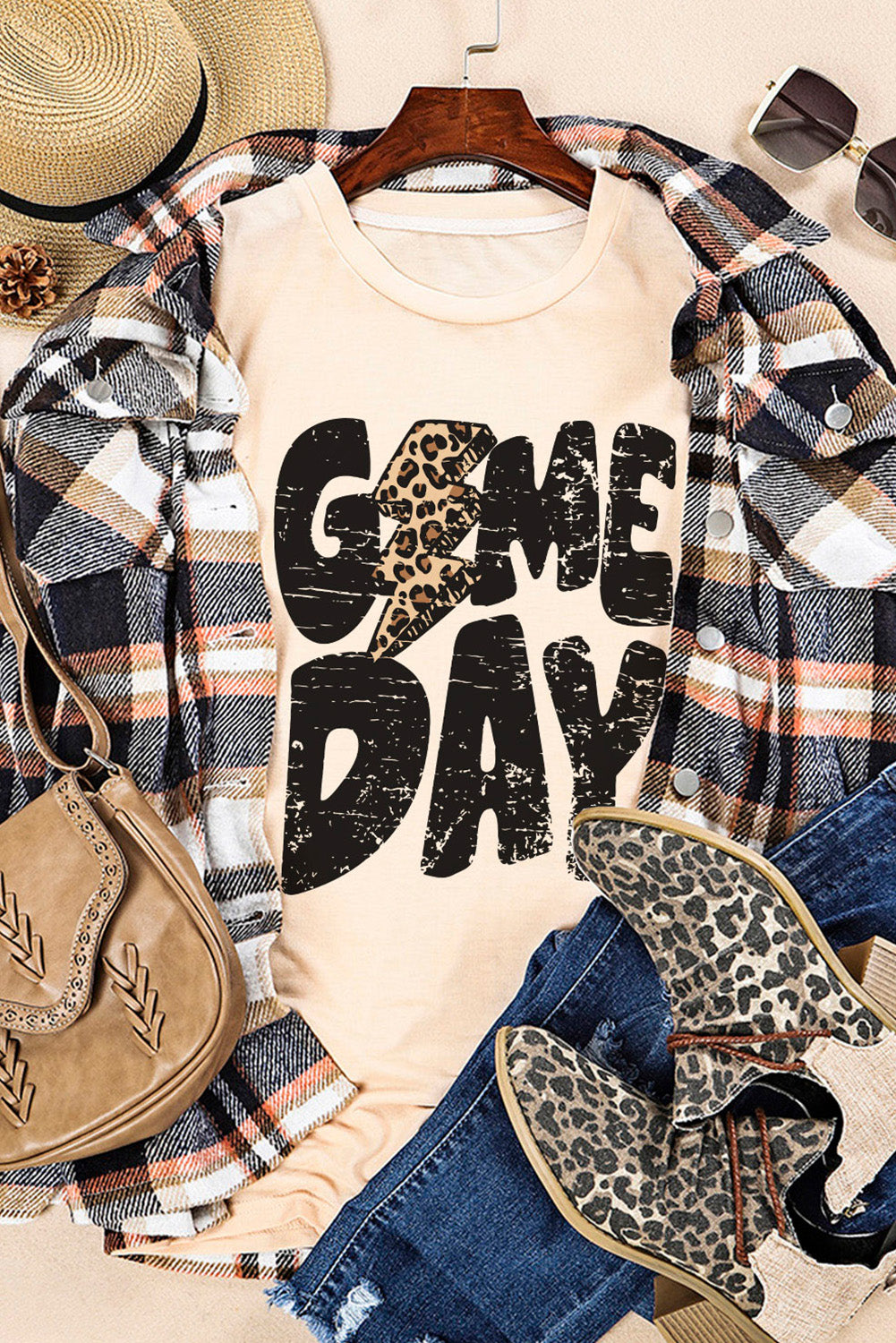 Khaki Game Day Football Season T Shirt