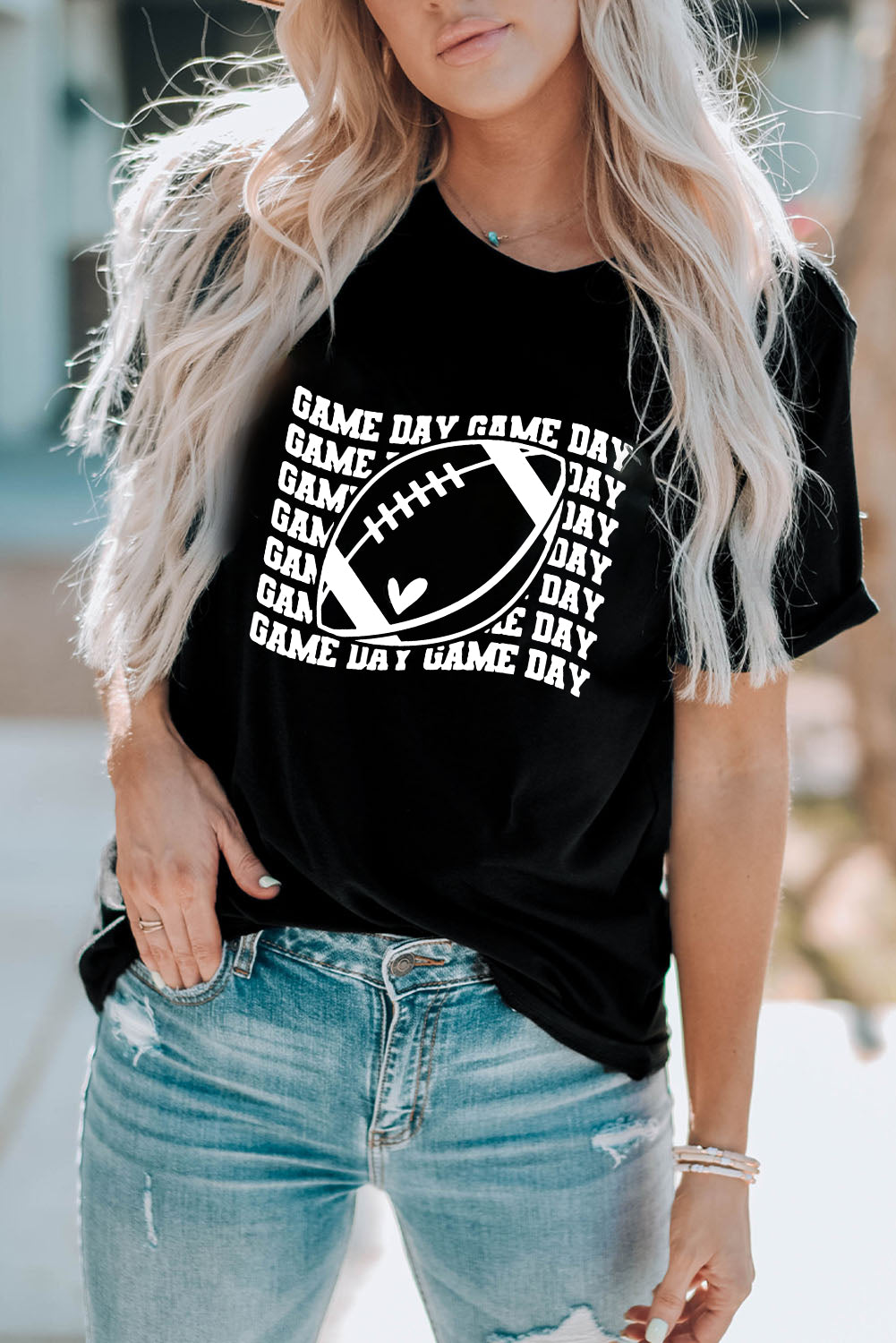 Camiseta de manga corta con estampado GAME DAY en color negro