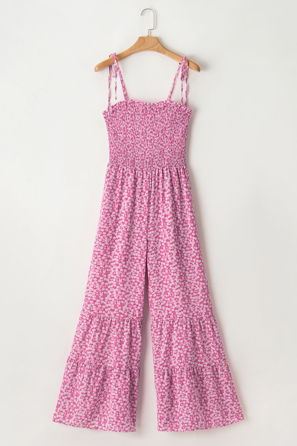 Dusk Blue Floral Print Spaghetti Straps Smocked Wide Leg Jumpsuit | S - 2XL | 4 COLORS