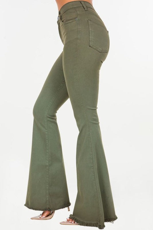 Bell Bottom Jean in Olive - 34 Inseam