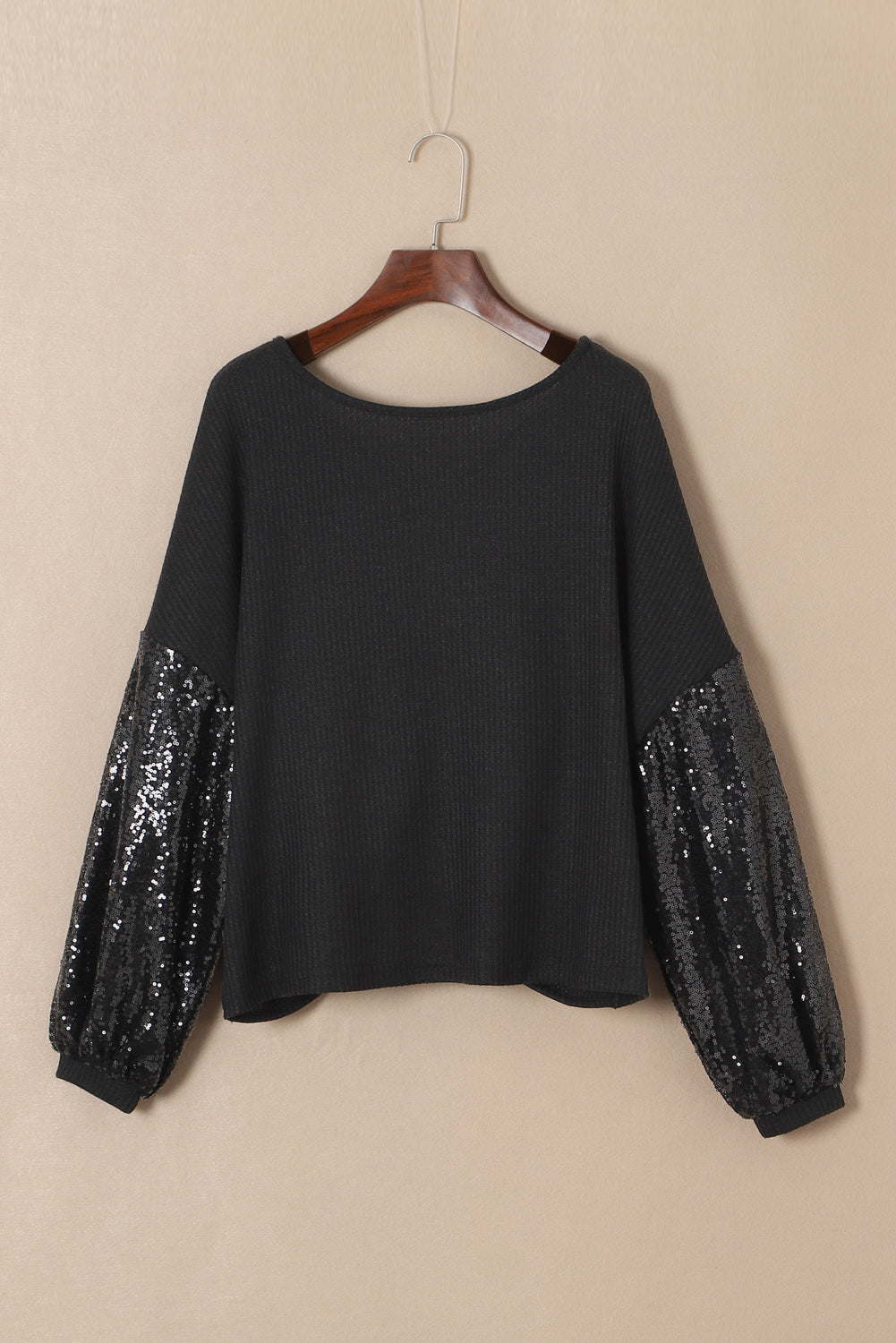 Black Cross Backless Sequin Bishop Sleeve Top | S - 2XL | 3 COLORS