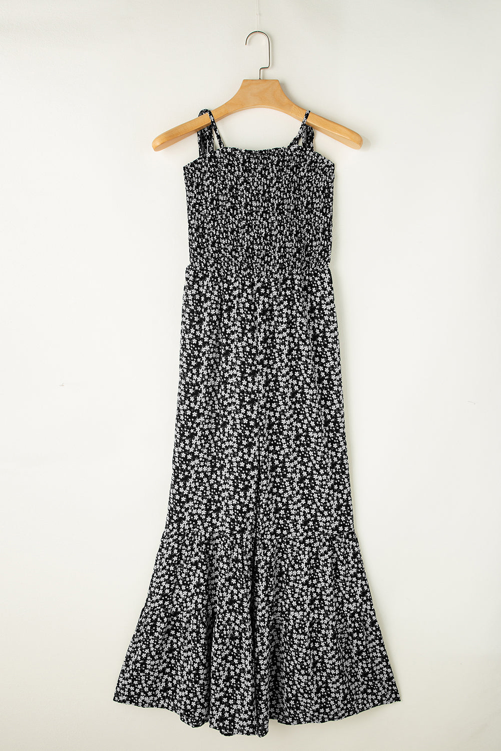 Dusk Blue Floral Print Spaghetti Straps Smocked Wide Leg Jumpsuit | S - 2XL | 4 COLORS