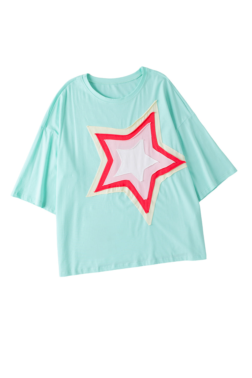 Top de talla grande con parche de estrella y bloques de color Jade Moonlight